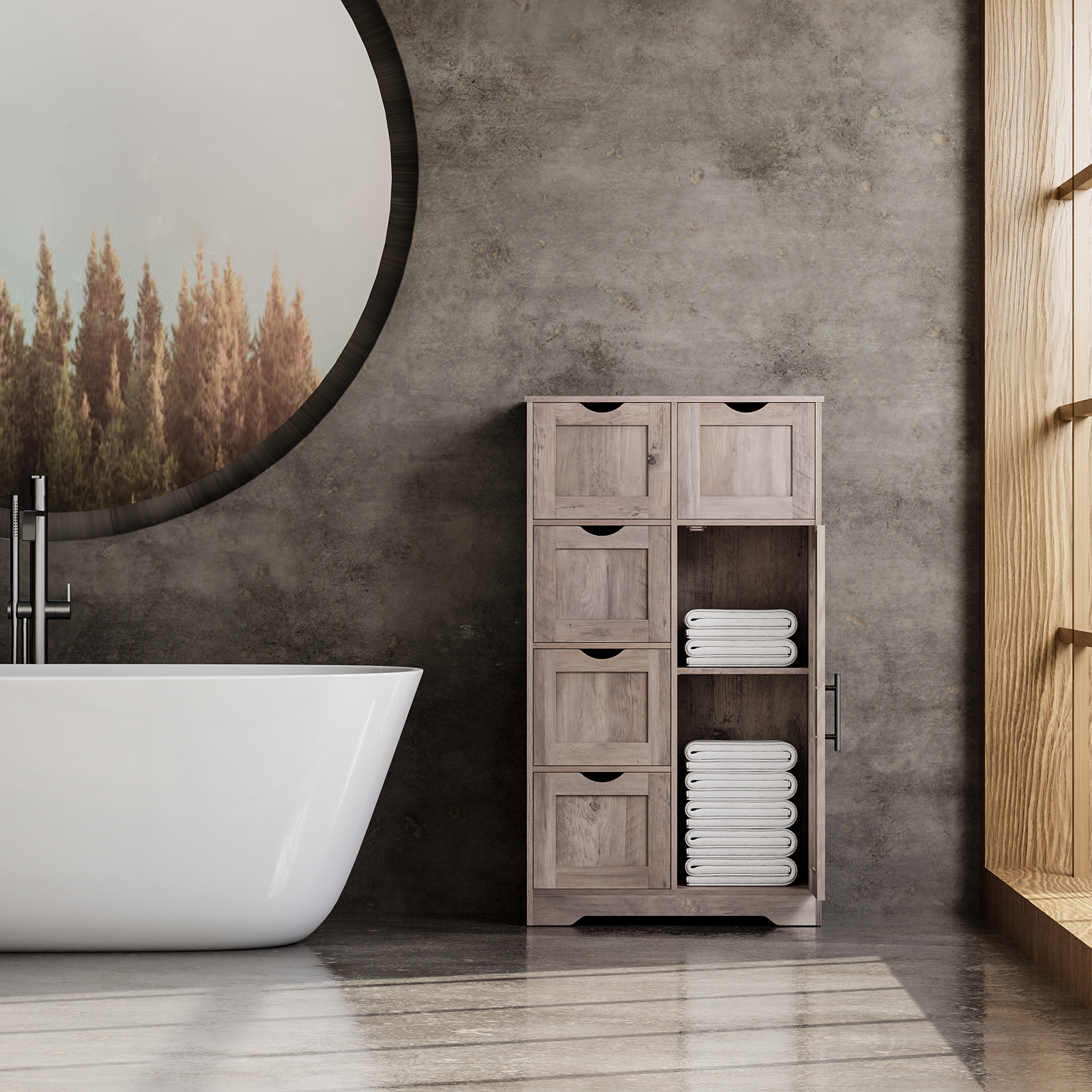Mobile Bagno 5 Cassetti 1 Anta Grigio