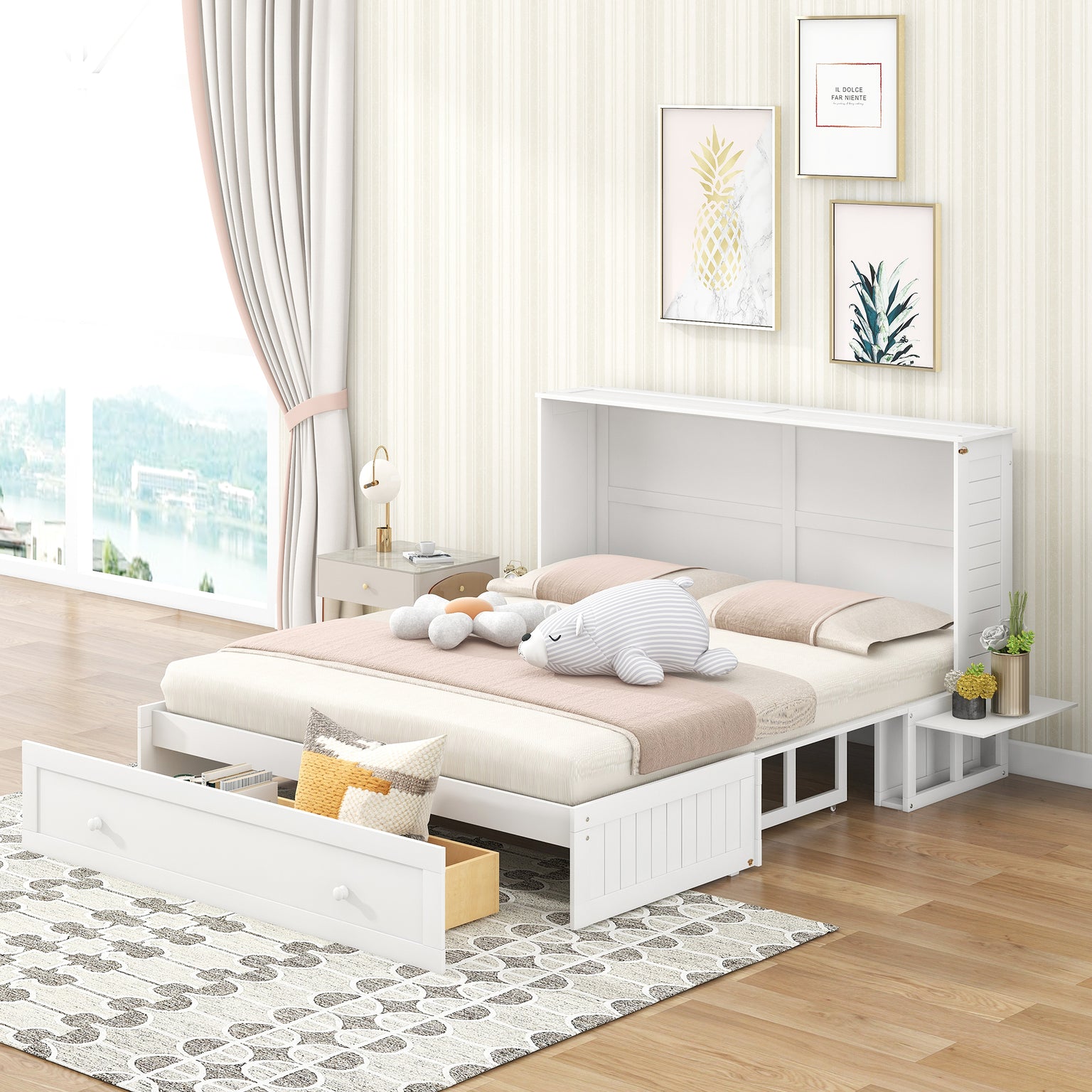 Letto Murphy Queen Bianco con Cassetto