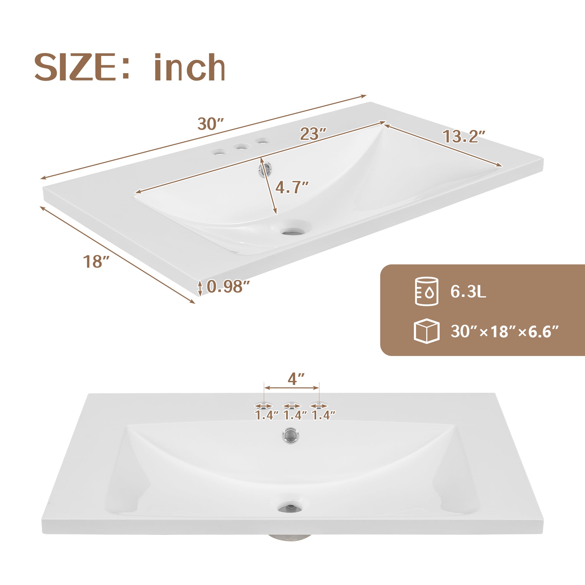Piano Lavabo 76cm Ceramica Bianco