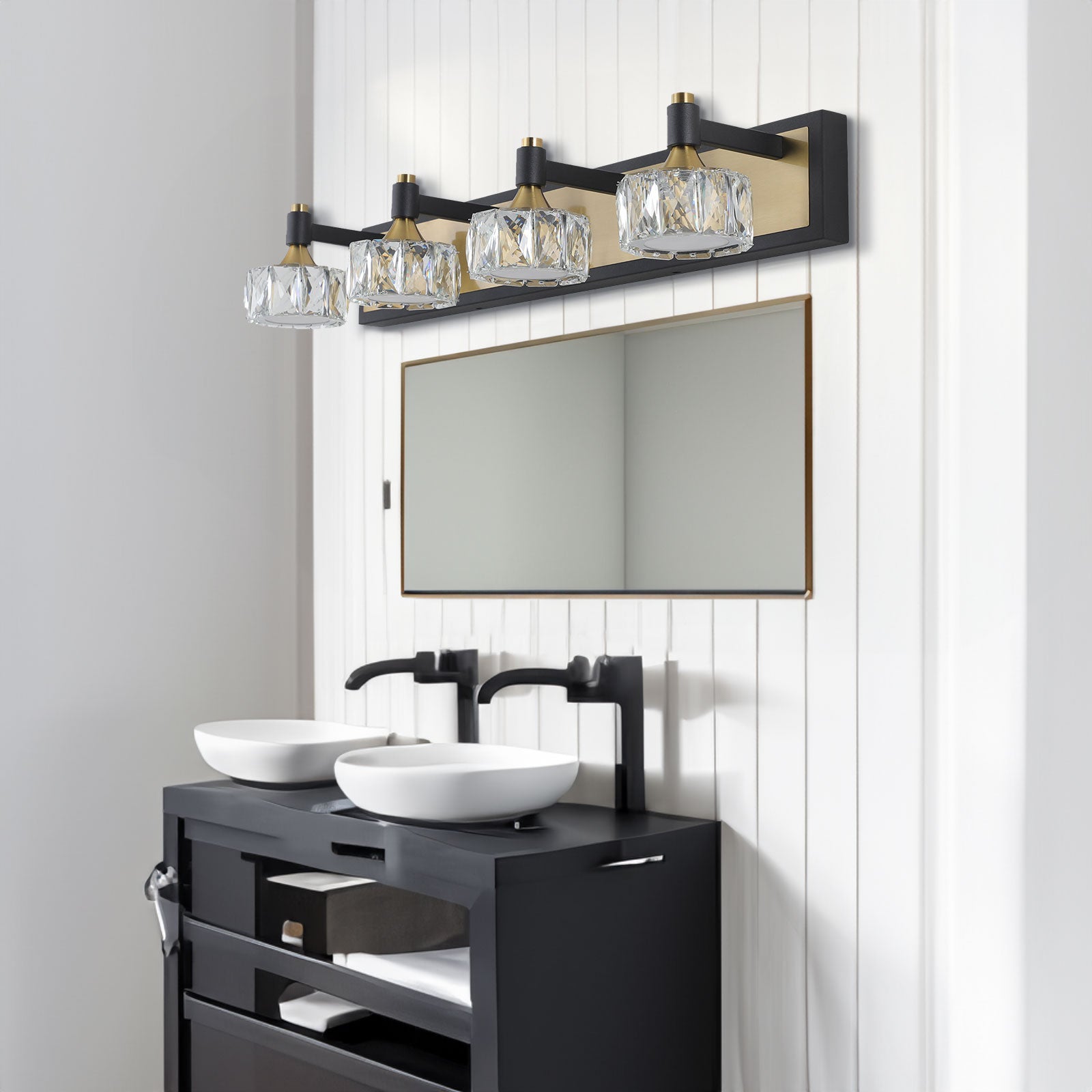 Lampada Bagno LED 4 Luci Cristallo Moderna