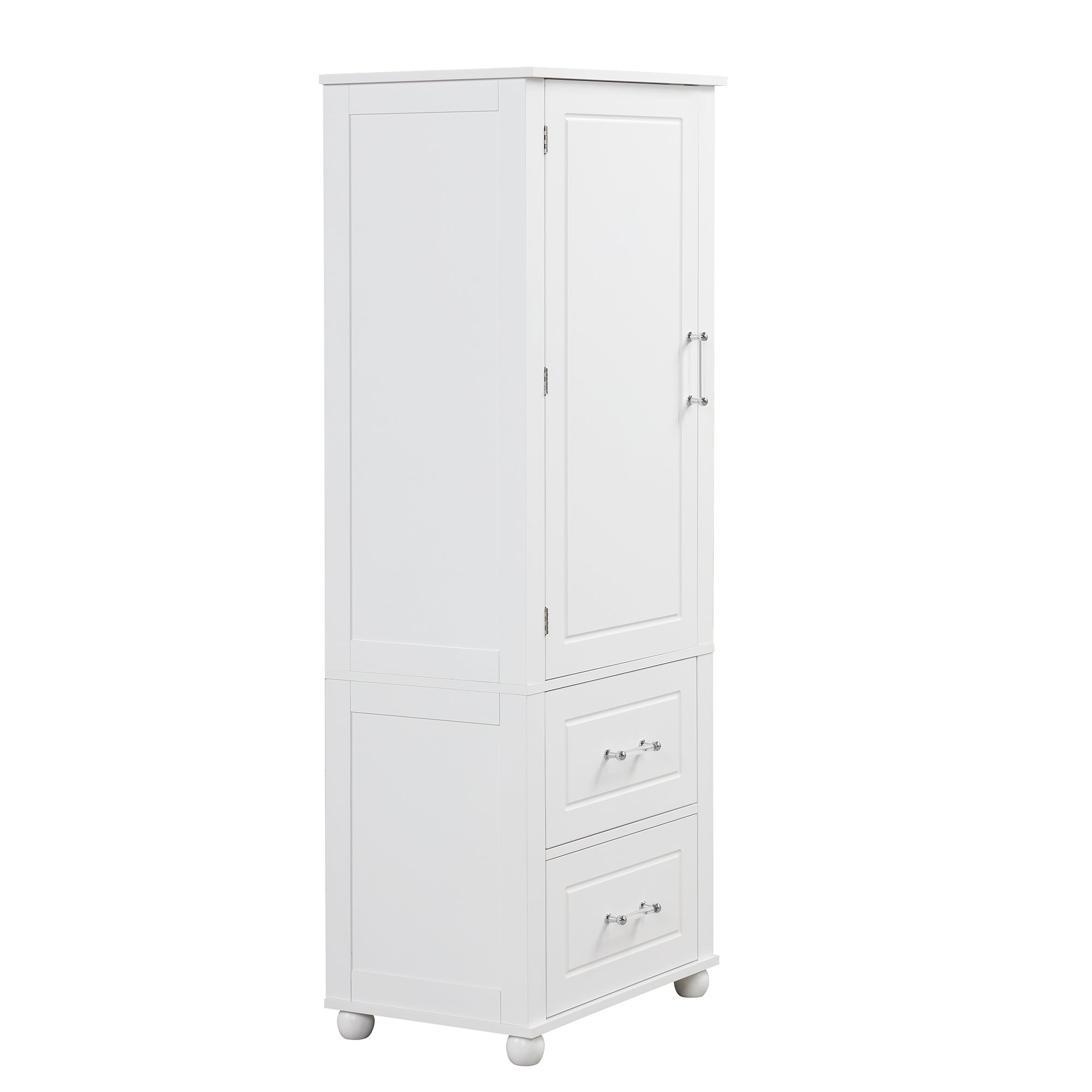 Armadietto Bagno Alto con Cassetti e Ripiano Regolabile