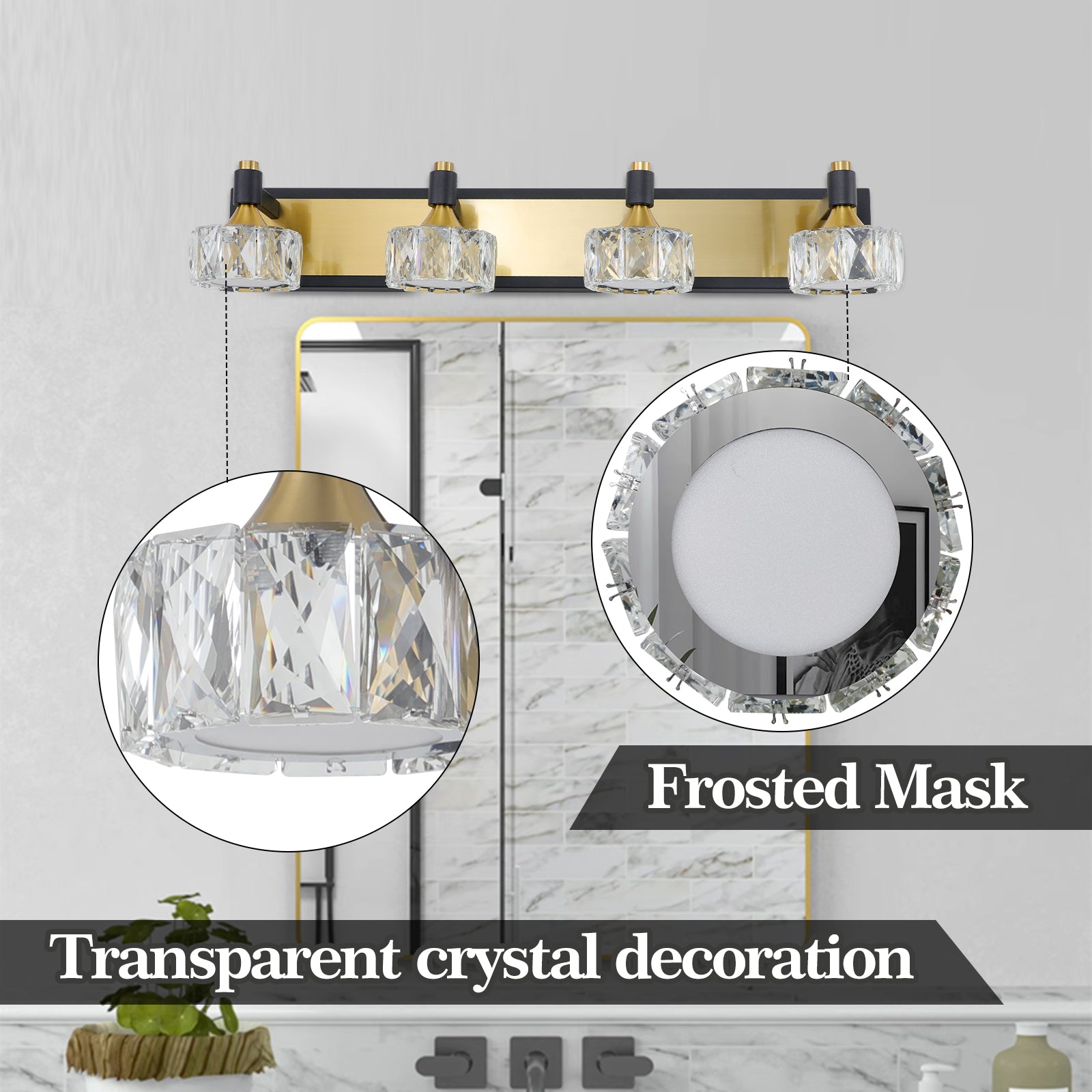 Lampada Bagno LED 4 Luci Cristallo Moderna