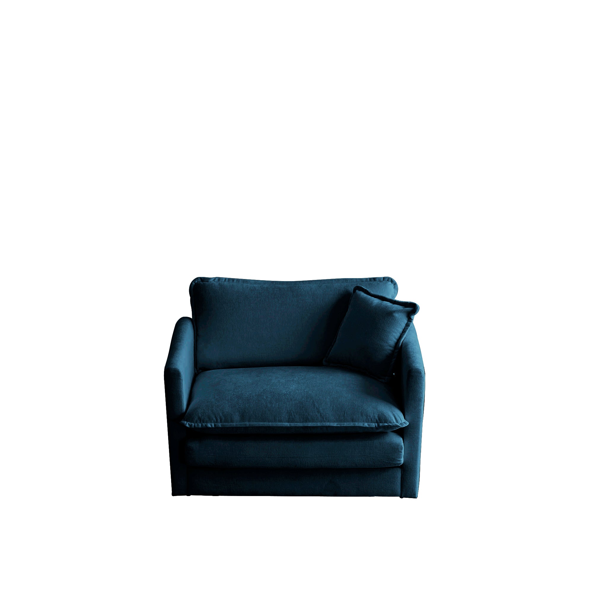 Poltrona Singola Blu in Ciniglia con Pouf per Lettura