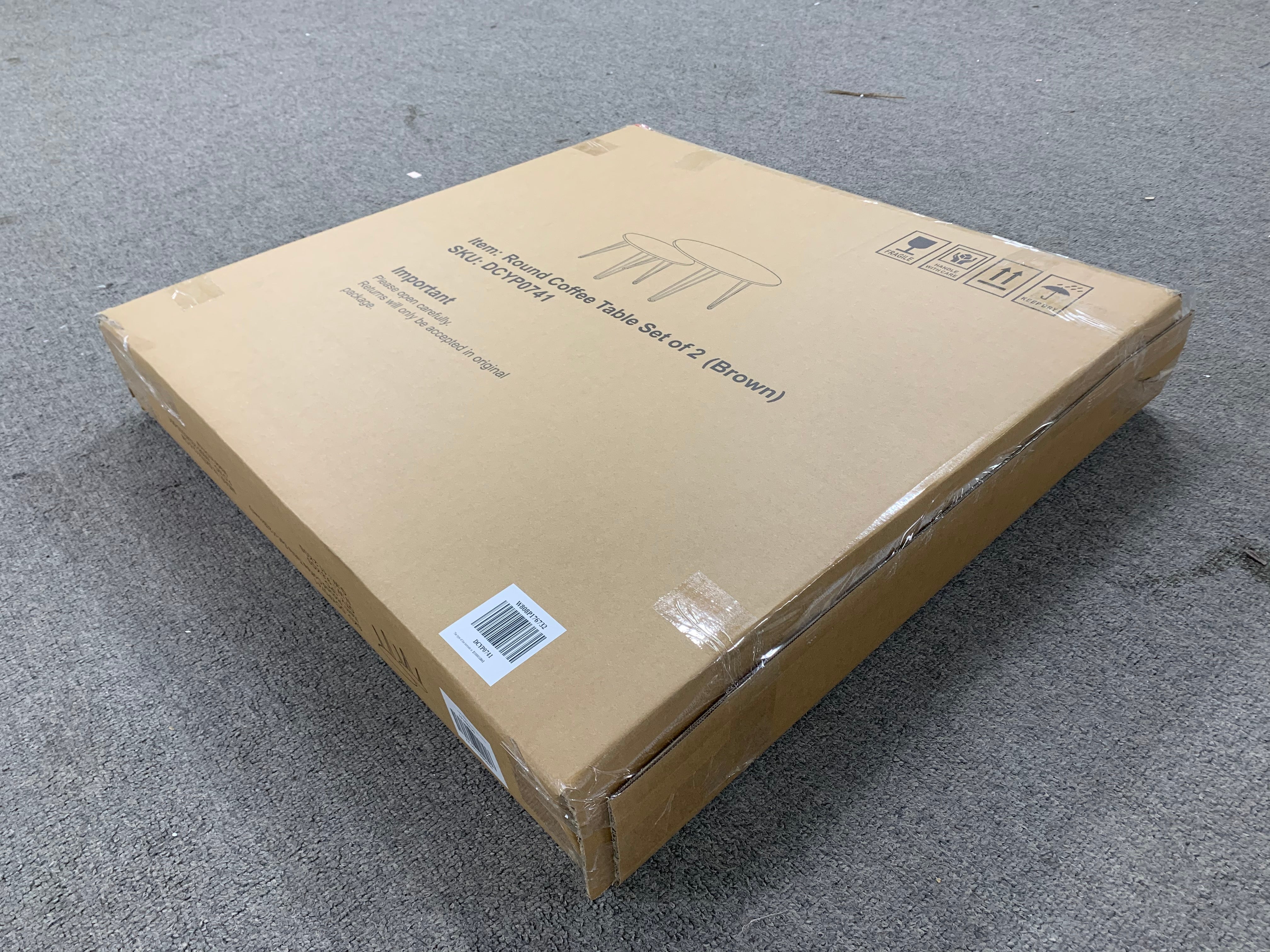 Set 2 Tavolini Rotondi Impilabili Marrone