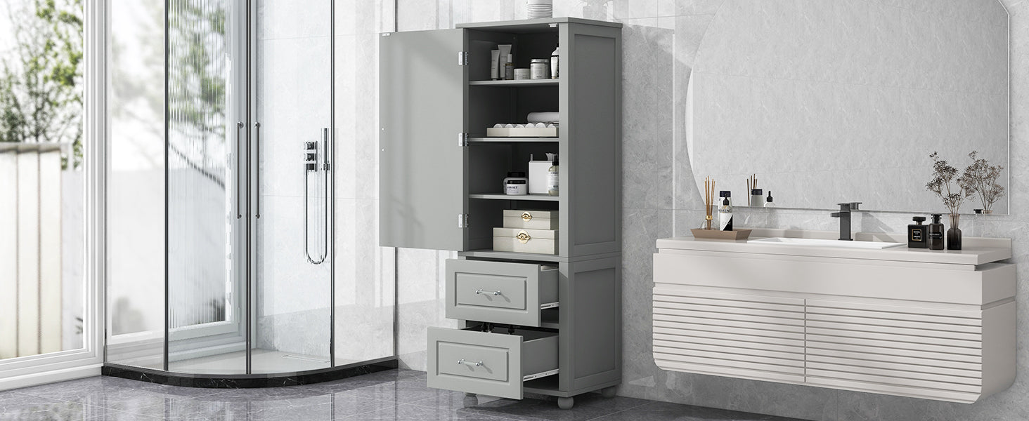 Mobile Bagno Alto Grigio 2 Cassetti 156cm