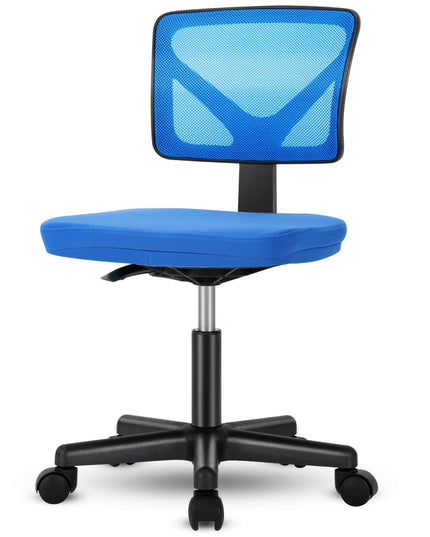 Armless Mesh Office Chair, Ergonomic Computer Desk Chair Blue
