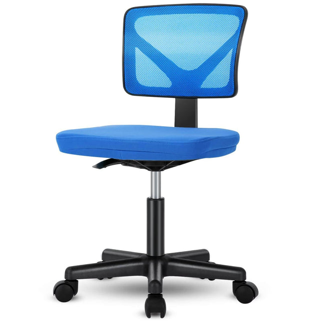 Armless Mesh Office Chair, Ergonomic Computer Desk Chair Blue