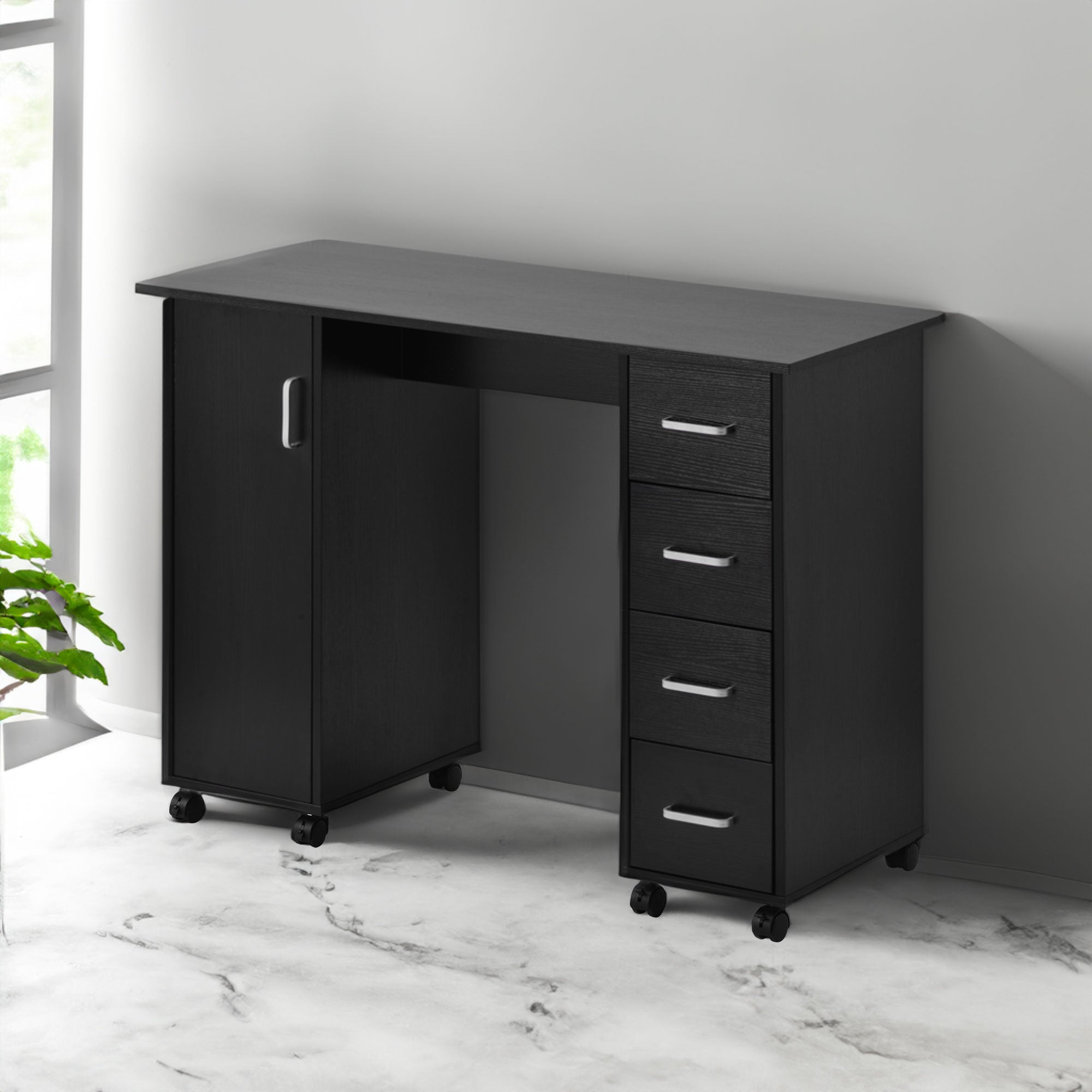 Scrivania Ufficio Nero Bianco con Cassetti