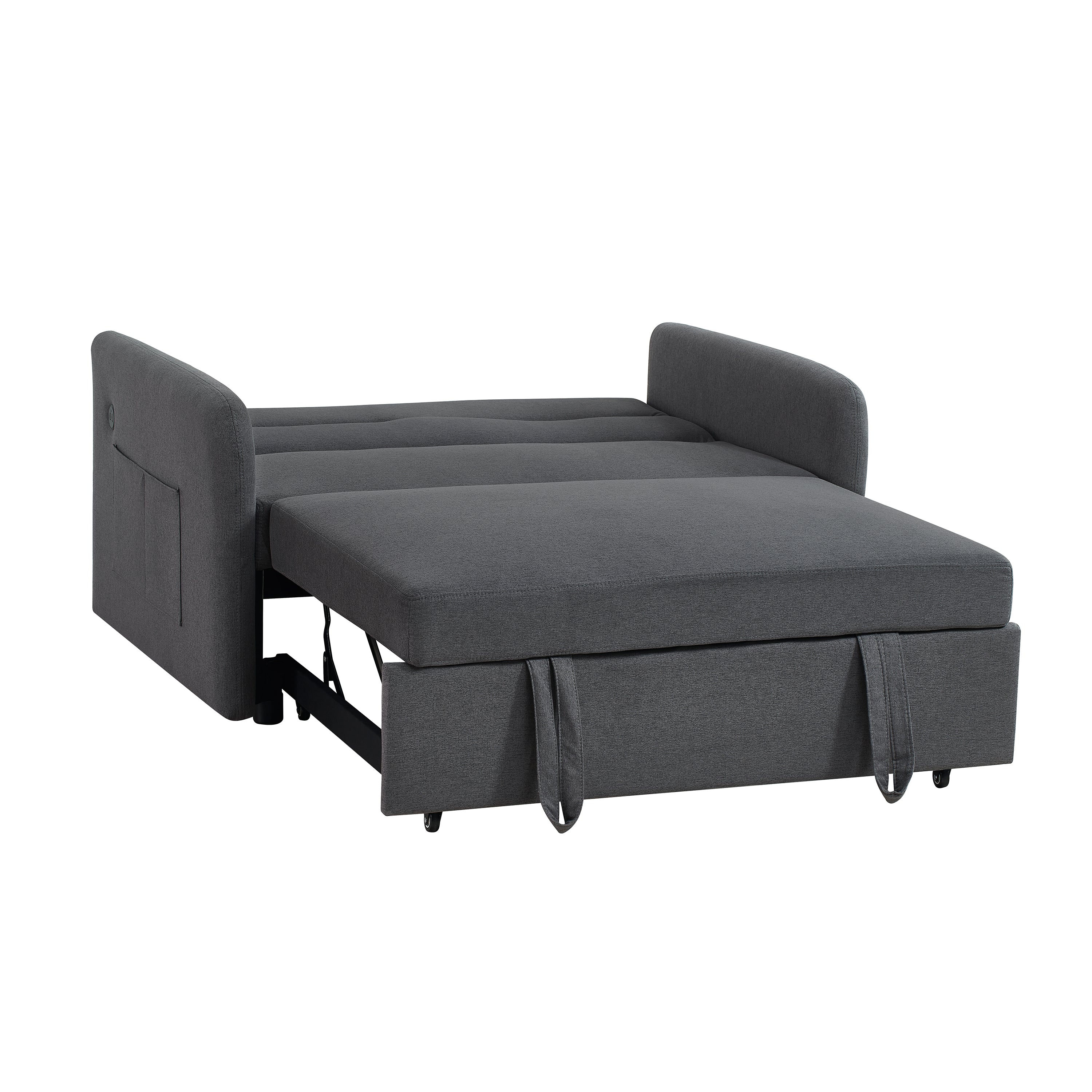 Divano Letto Twins in Tessuto Grigio con USB