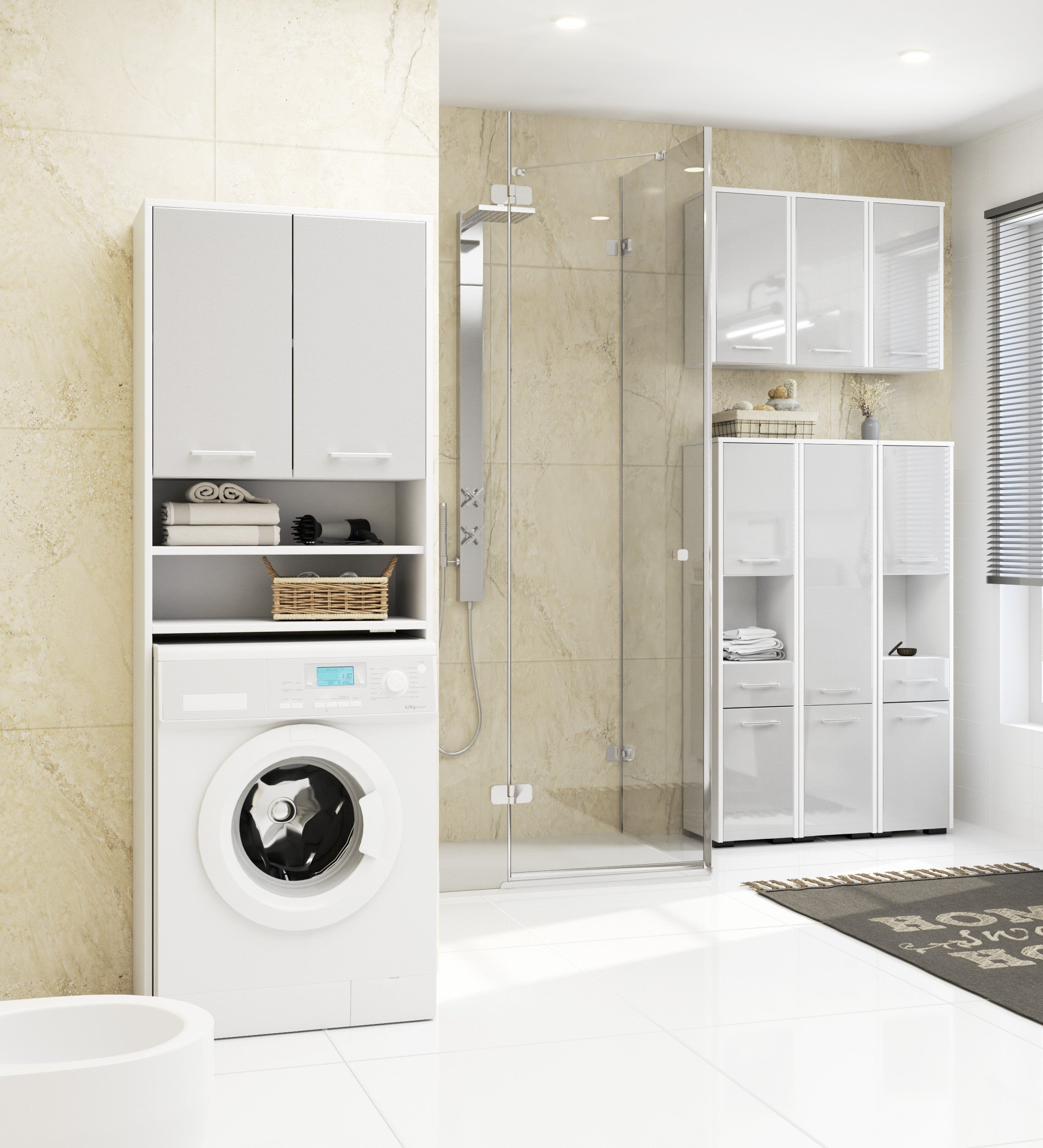 Armadietto Bagno Aria 60 cm 2 Ante – Bianco/Metallic