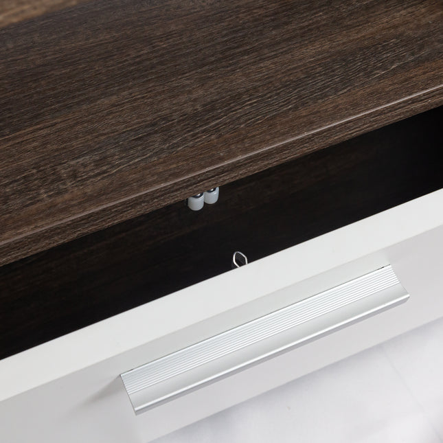 20-Minute Quick Assembly Brown TV Stand – Simple Modern Floor Cabinet with Toughened Glass Shelf for Floor or Wall Use