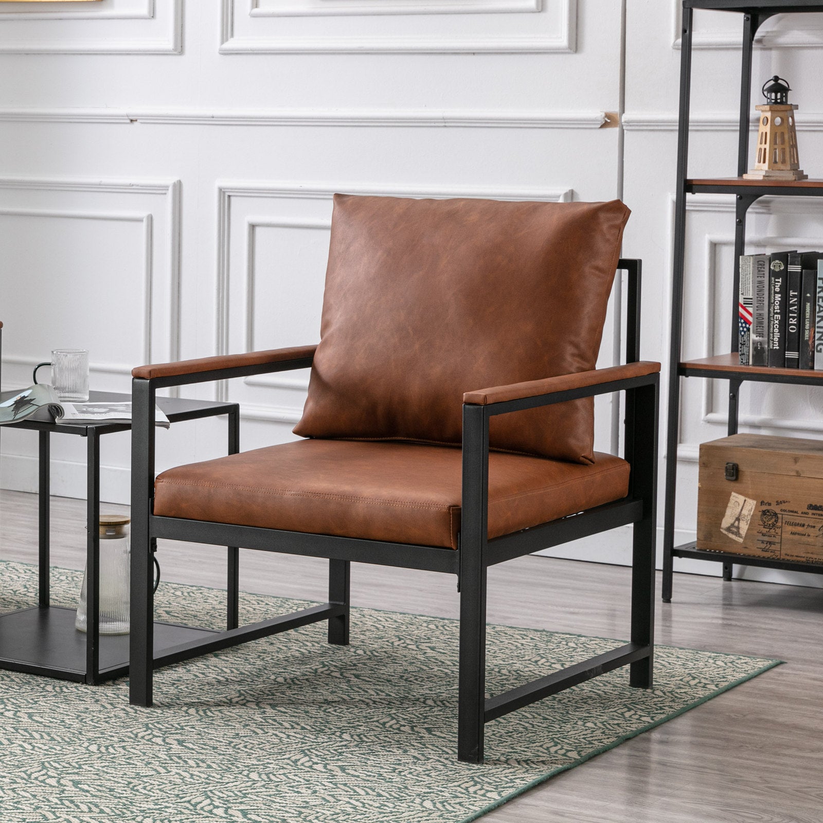 Poltrona Moderna Arancione Ecopelle
