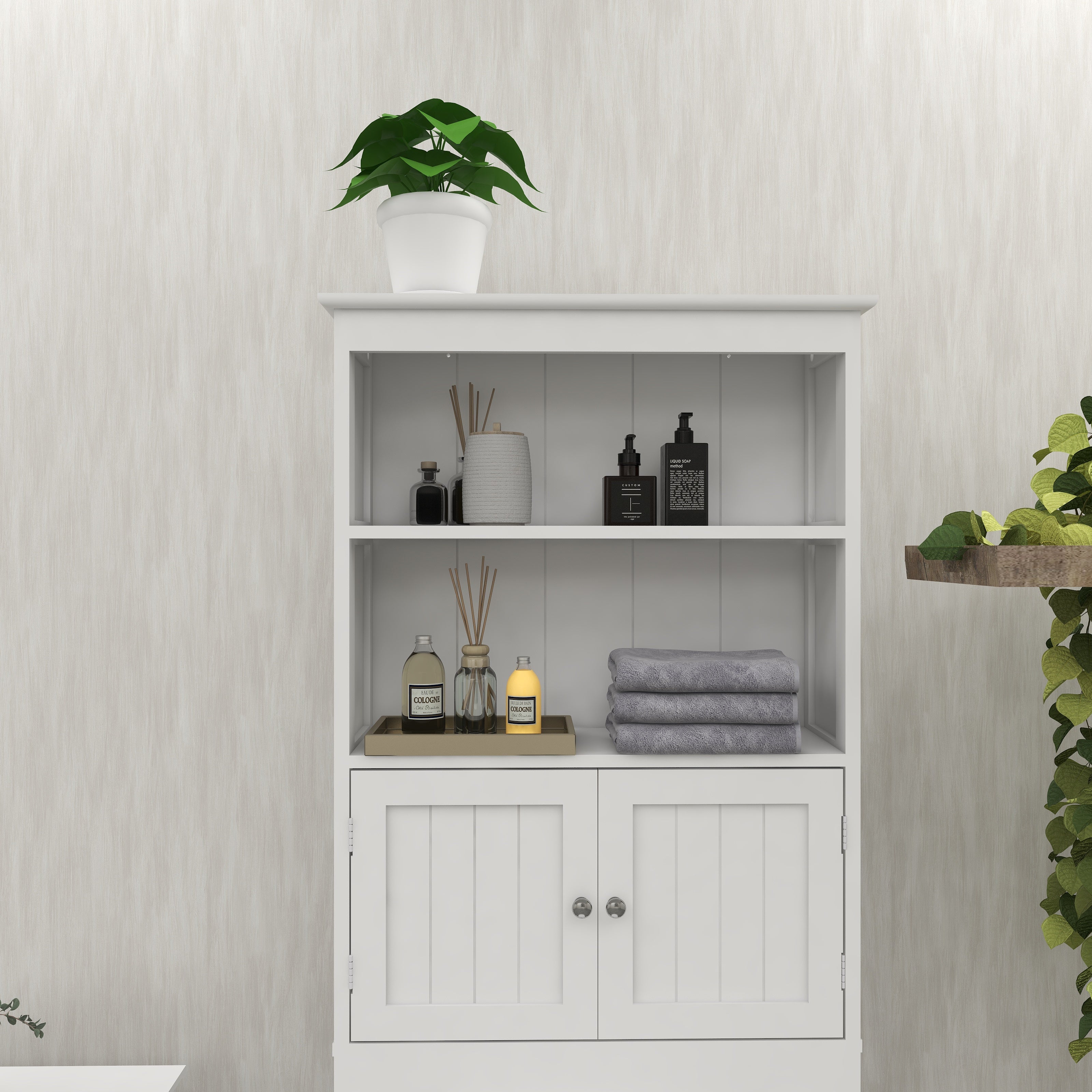 Mobile Bagno Sopra WC 2 Ripiani 2 Ante Legno