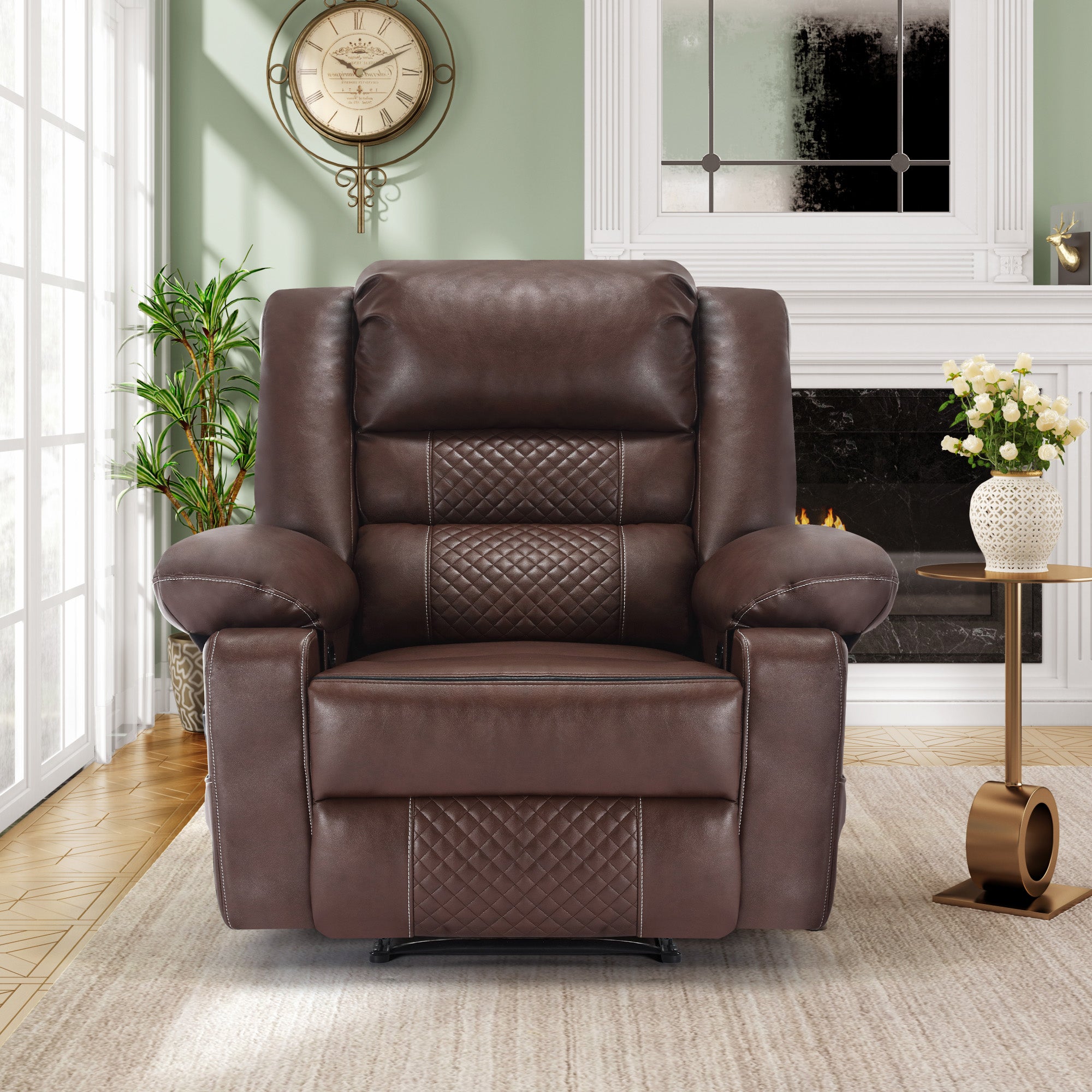Poltrona Relax Massaggiante in Pelle con Reclinazione Manuale