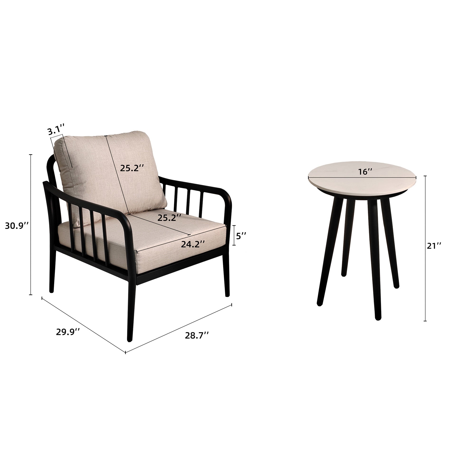 Set Lettini Prendisole 3 Pezzi Alluminio