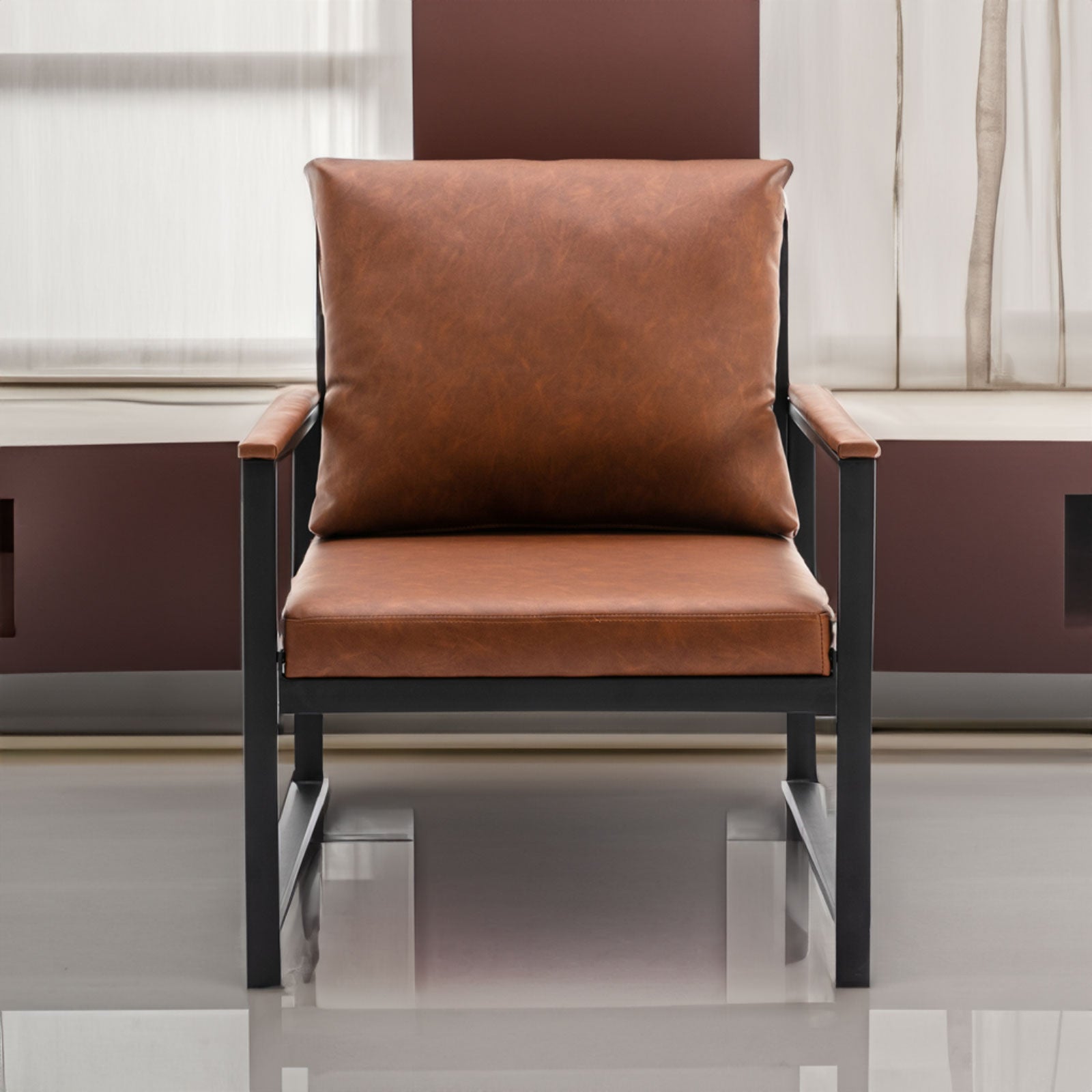 Poltrona Moderna Arancione Ecopelle