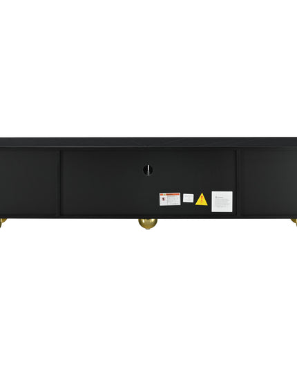 U-Can modern TV stand for TVs under 75 inches with a storage cabinet top marble pattern and circular stand