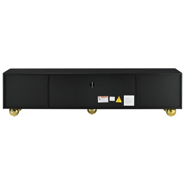 U-Can modern TV stand for TVs under 75 inches with a storage cabinet top marble pattern and circular stand