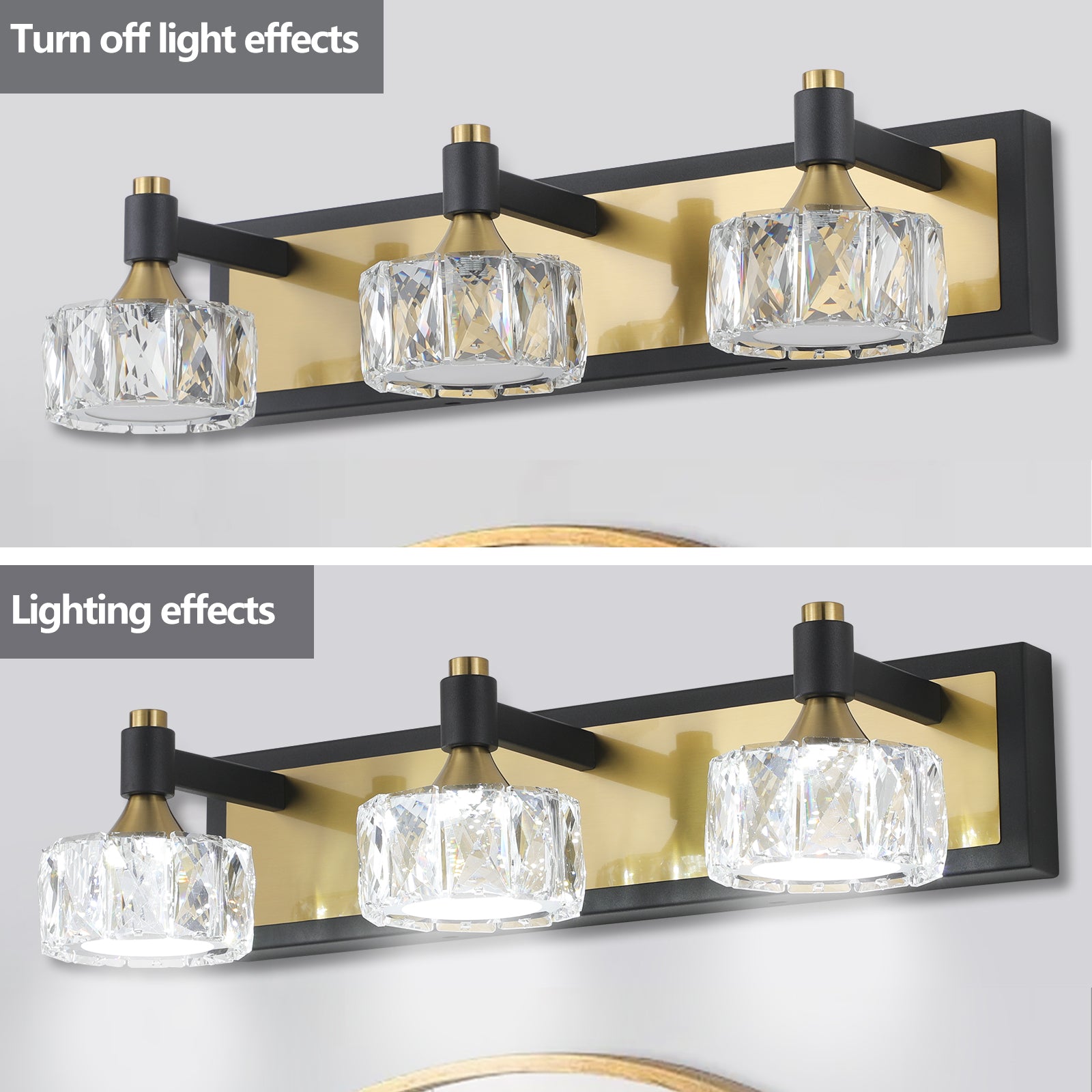 Lampada Bagno LED 3 Luci Cristallo