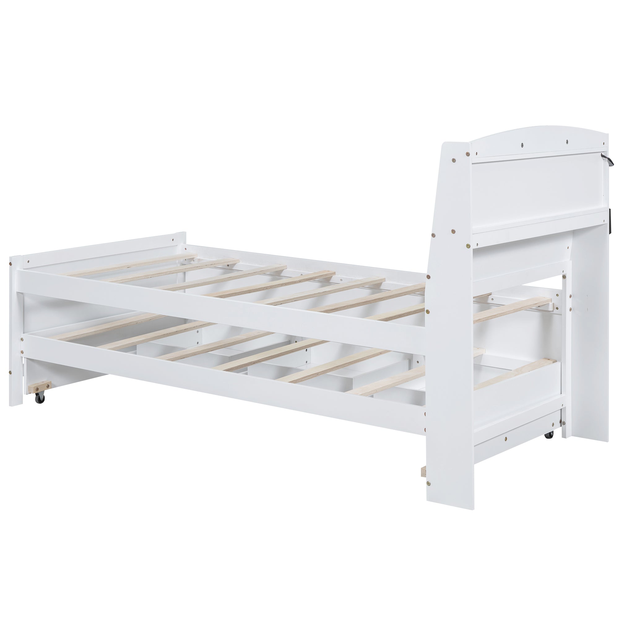 Letto Singolo Piattaforma LED Bianco 3 Cassetti