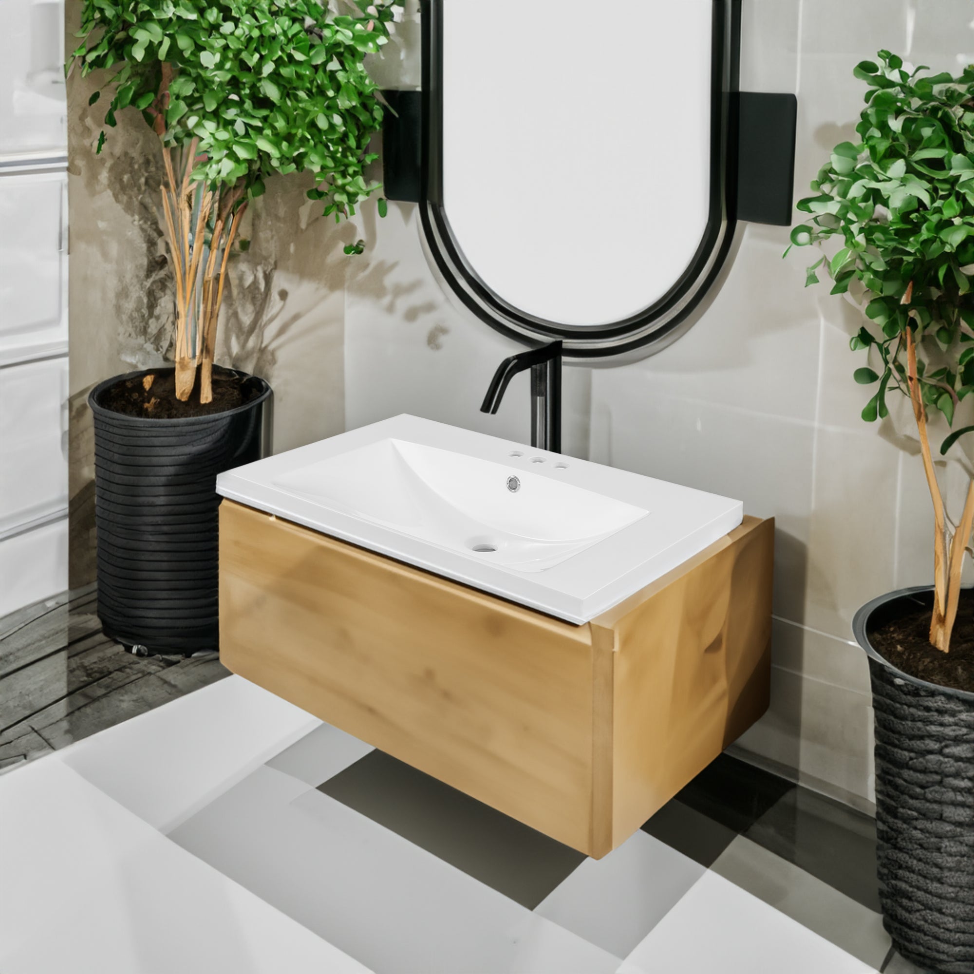 Piano Lavabo 76cm Ceramica Bianco