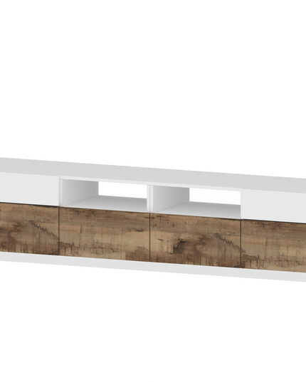 Porta tv ALIEN 260 cm - Bianco laccato lucido / Acero Pereira