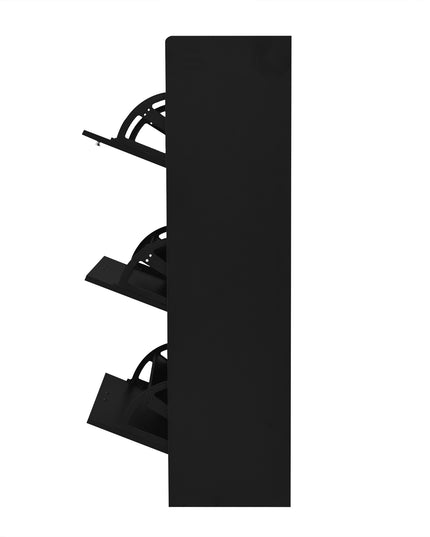 U-Can Shoe Storage Cabinet for Entryway with 3 Flip Drawers, Modern Shoe Organizer Cabinet, Free Standing Shoe Rack Black