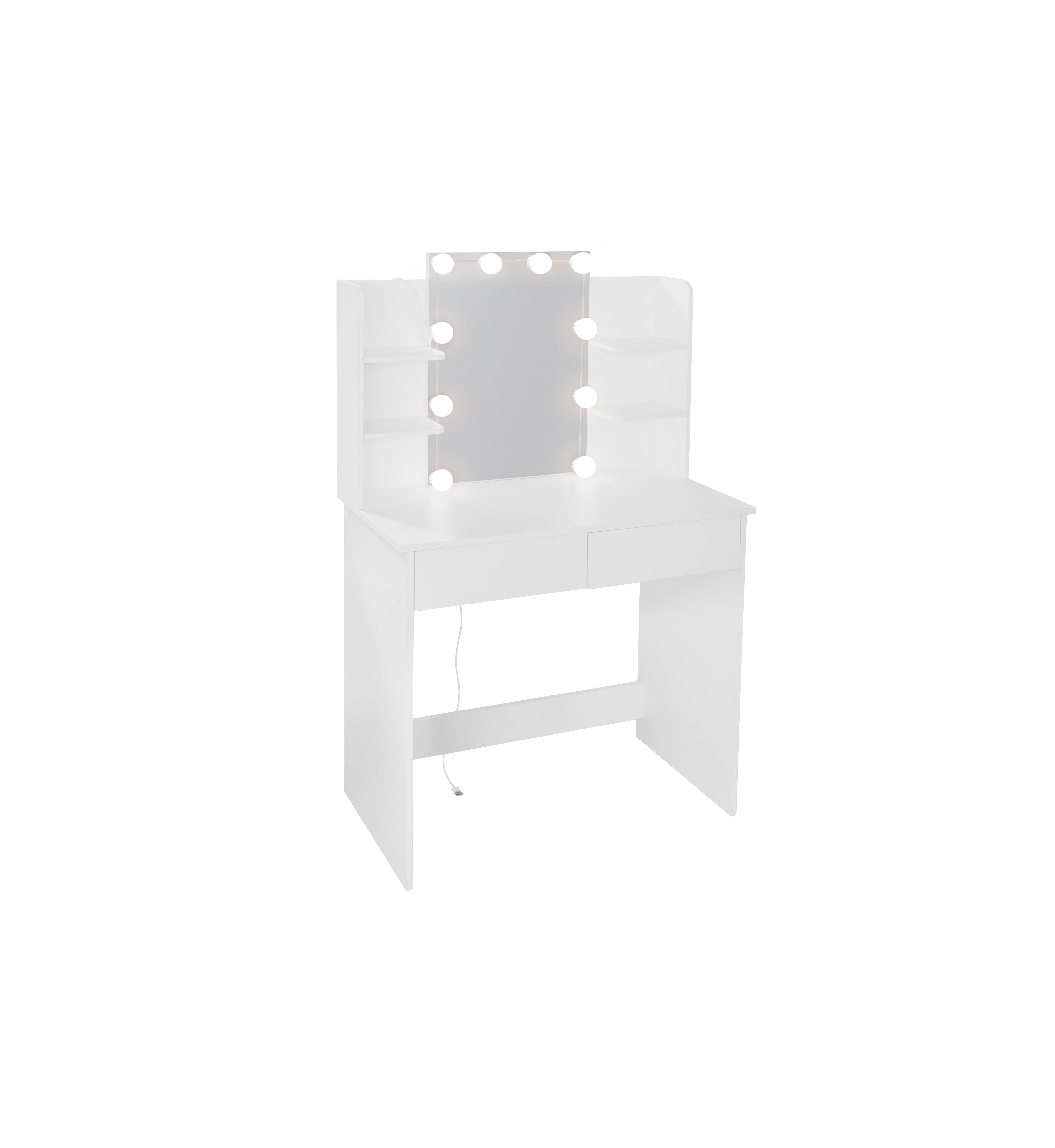 Toeletta Bianca con LED e 2 Cassetti