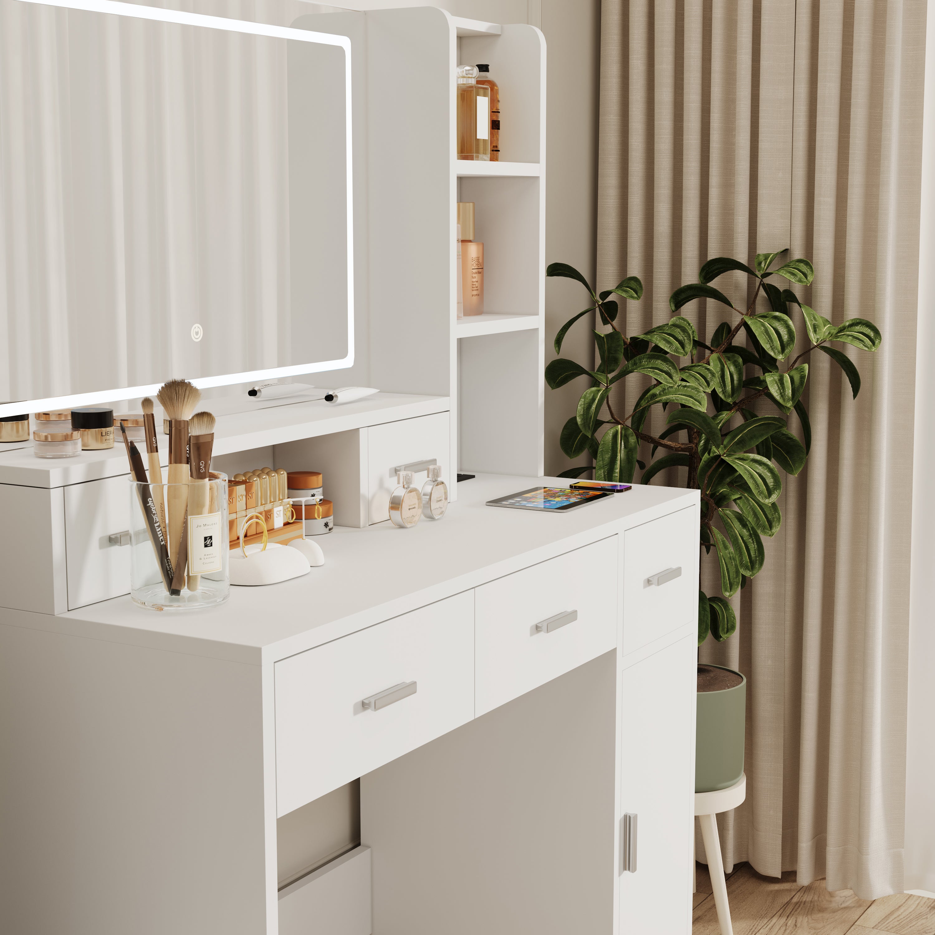 Toeletta Bianca con Specchio Smart LED