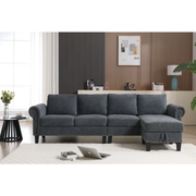 Divano Angolare a L con Contenitore Grigio Moderno