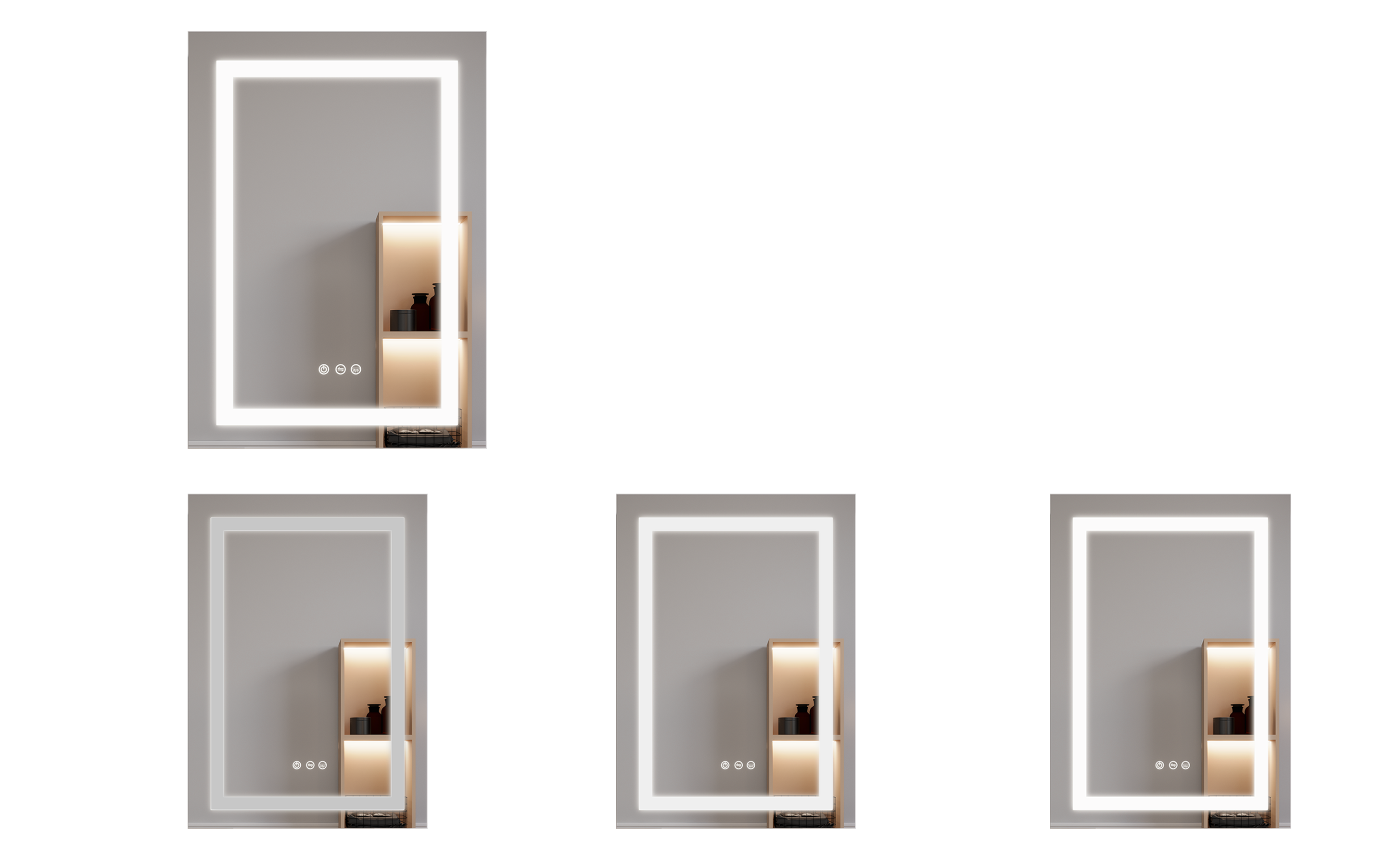 Armadietto Bagno LED 66x51cm Porta Sinistra