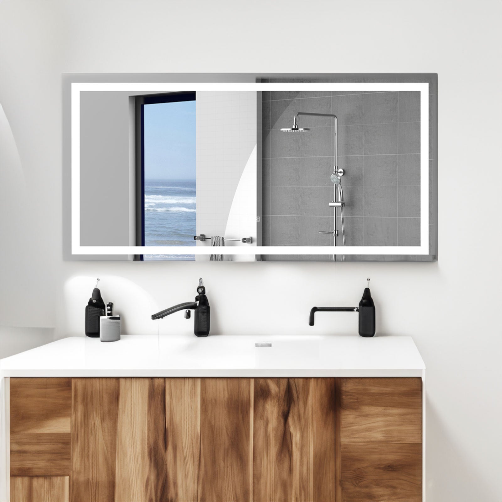 Specchio LED Bagno 183x91cm Antiappannamento Dimmer