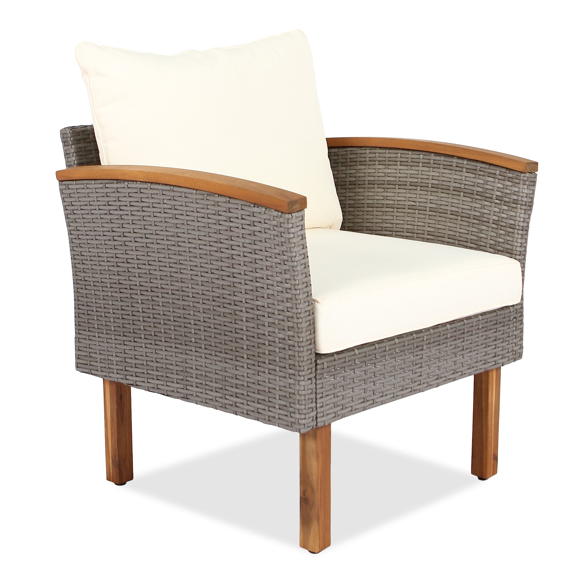 Set Patio Rattan 9 Pezzi Beige Acacia