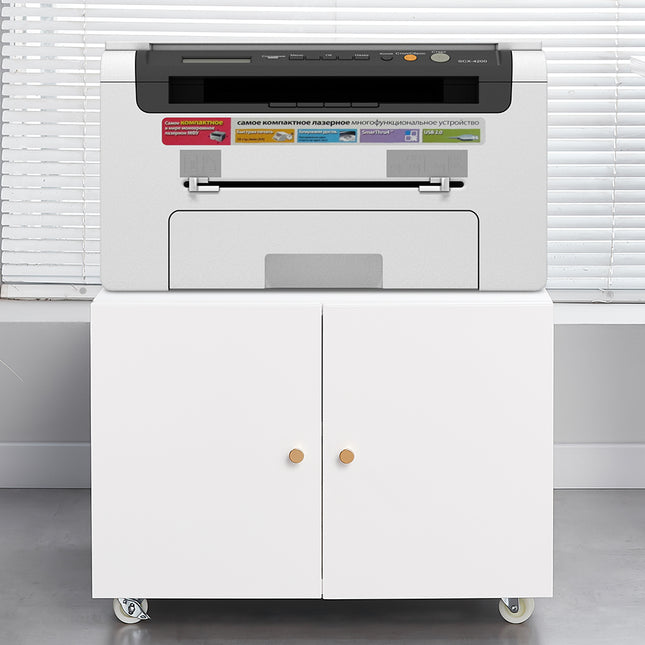 White Mobile Pedestal Copier Cabinet - Office Furniture File and Printer Stand