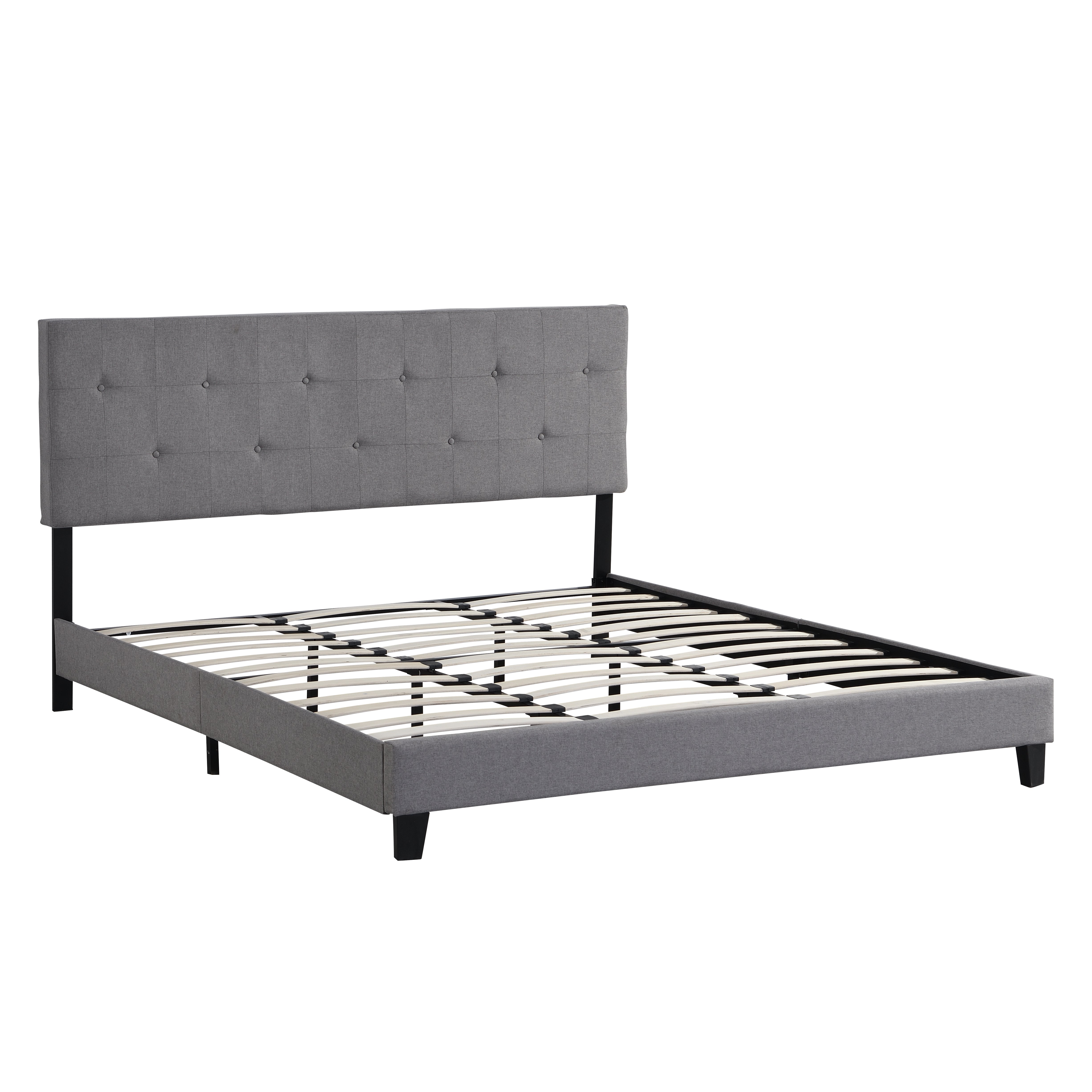 Letto King Size con Testiera Imbottita Grigia Elegante
