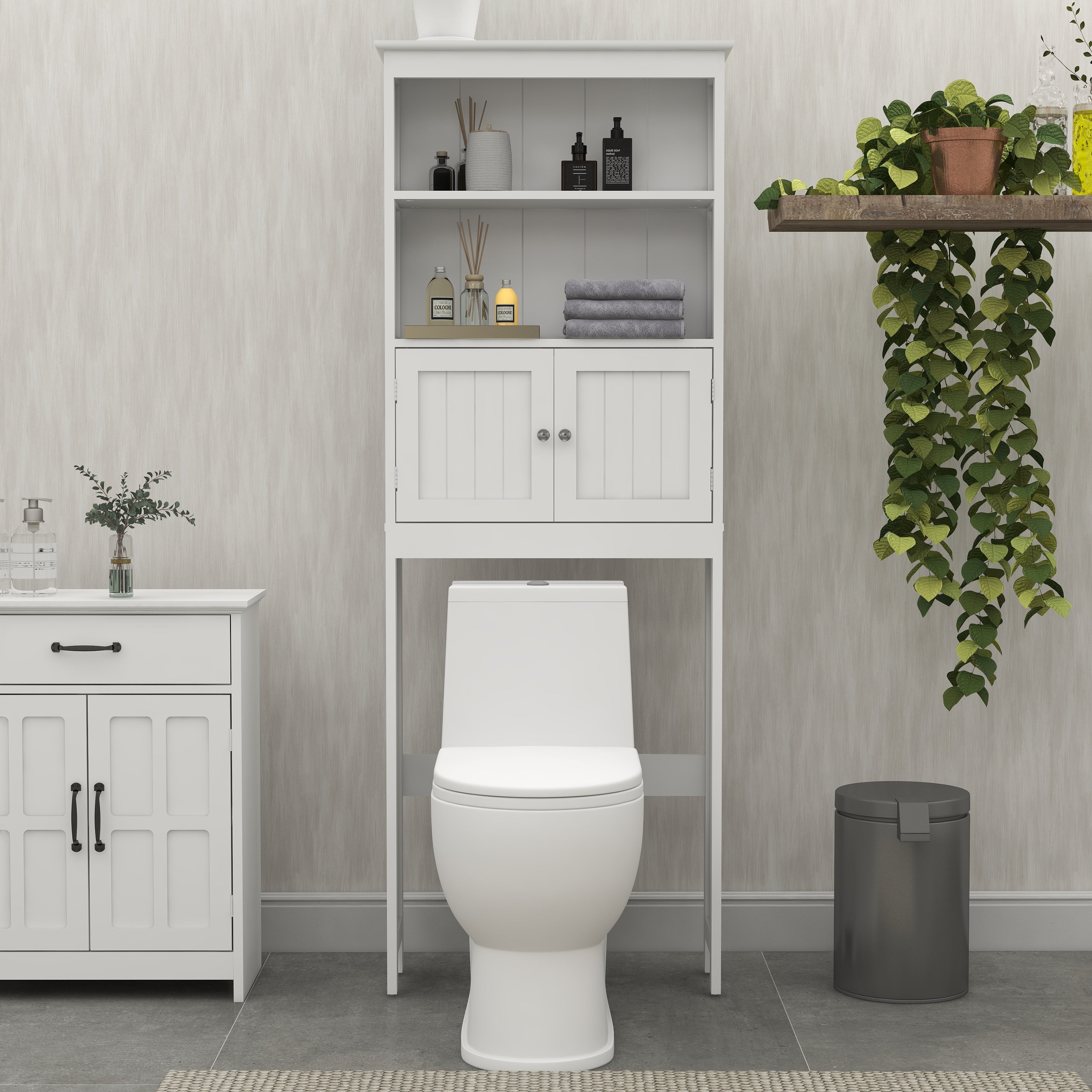 Mobile Bagno Sopra WC 2 Ripiani 2 Ante Legno
