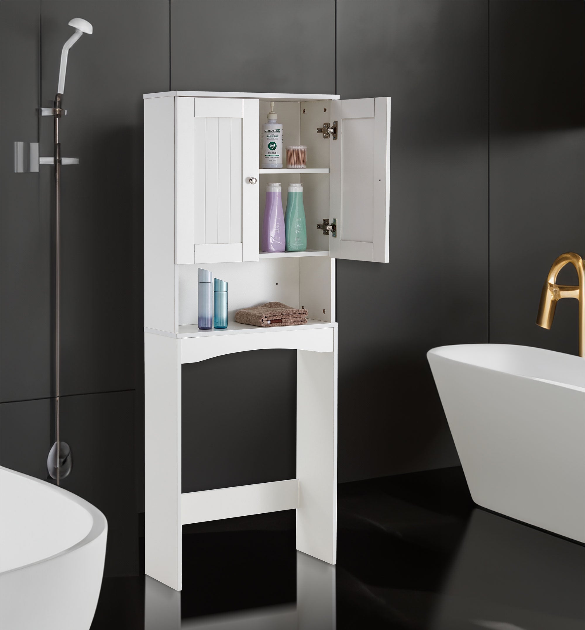 Mobile Bagno Sopra WC Bianco Salvaspazio