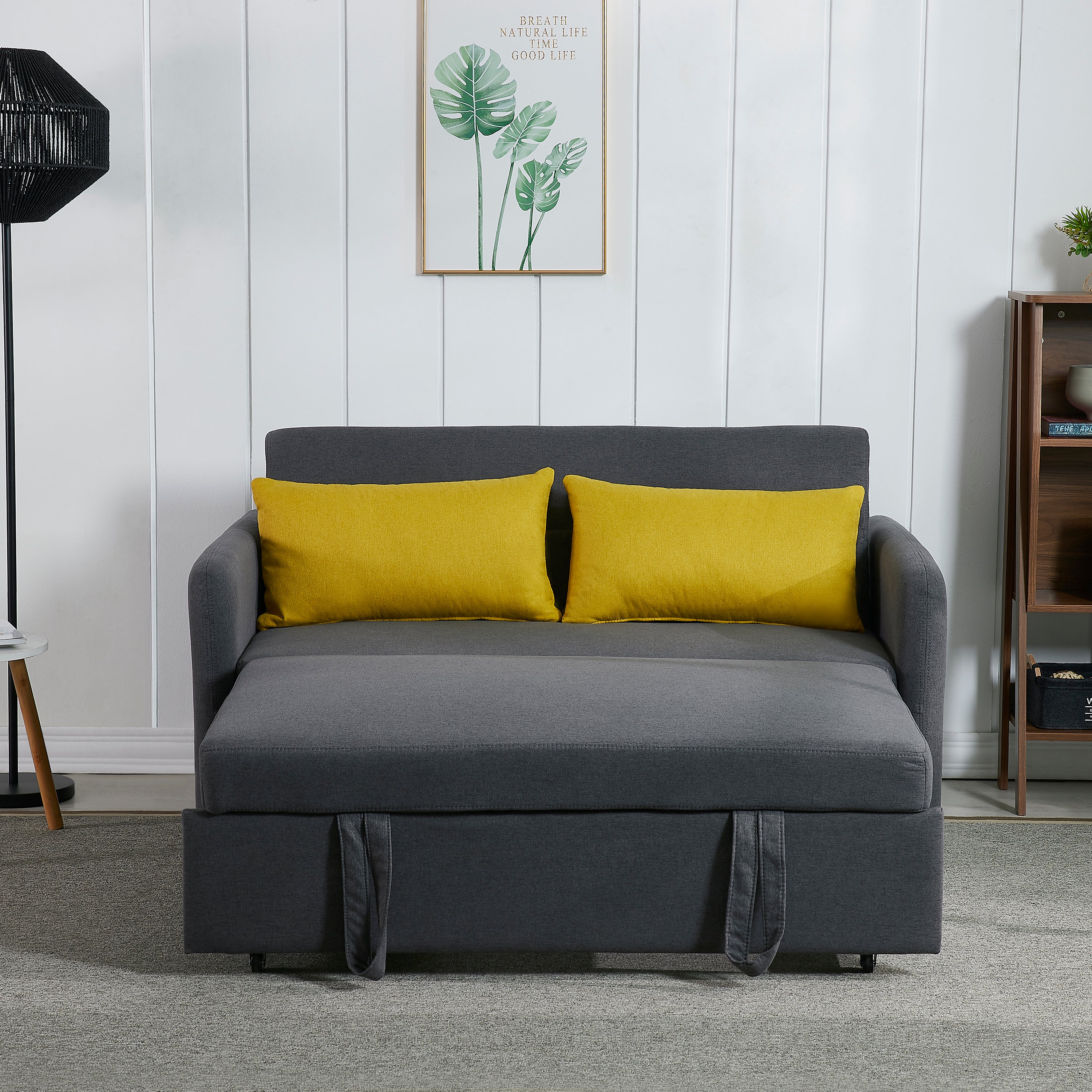Divano Letto Twins in Tessuto Grigio con USB