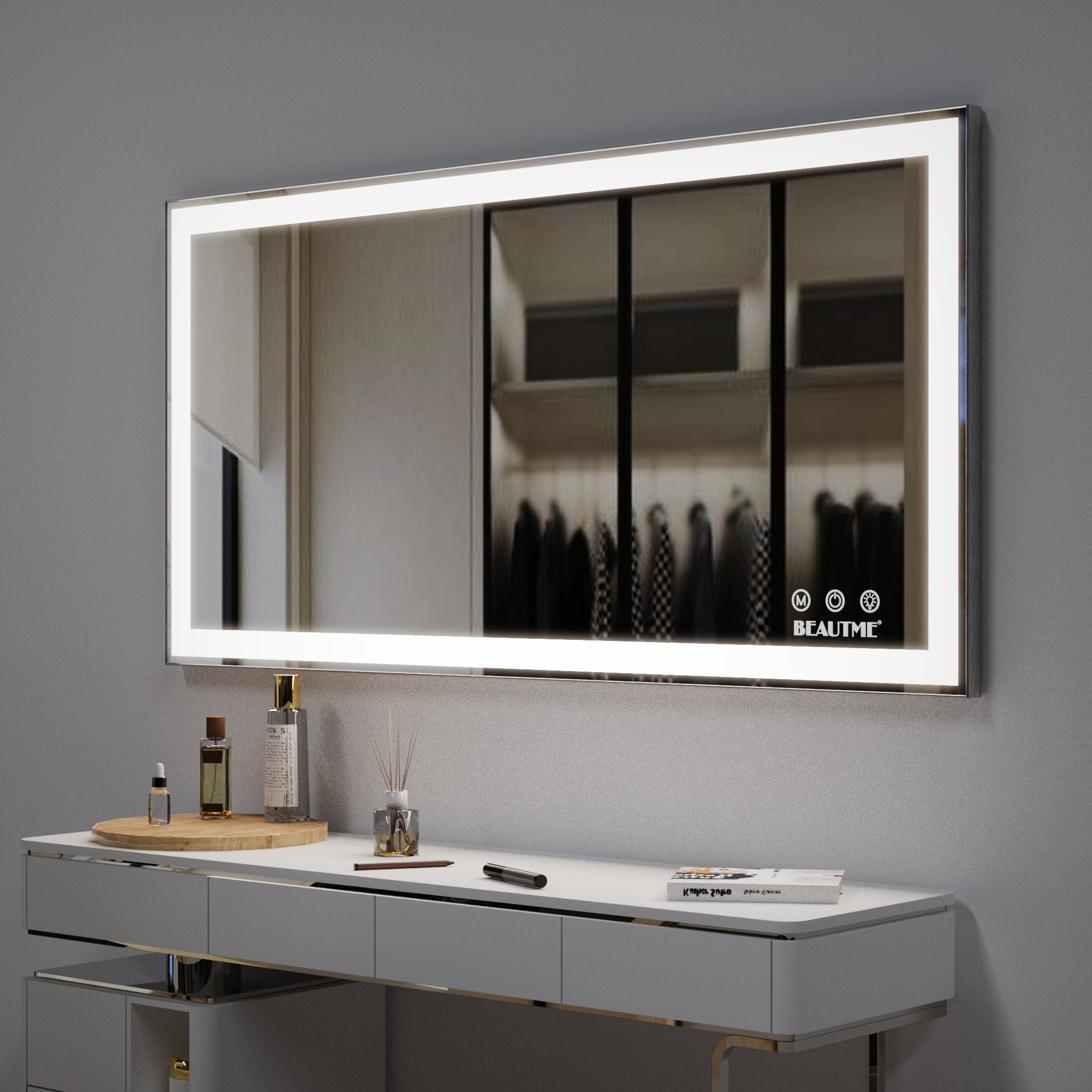 Specchio LED Bagno 122x61cm Antiappannamento