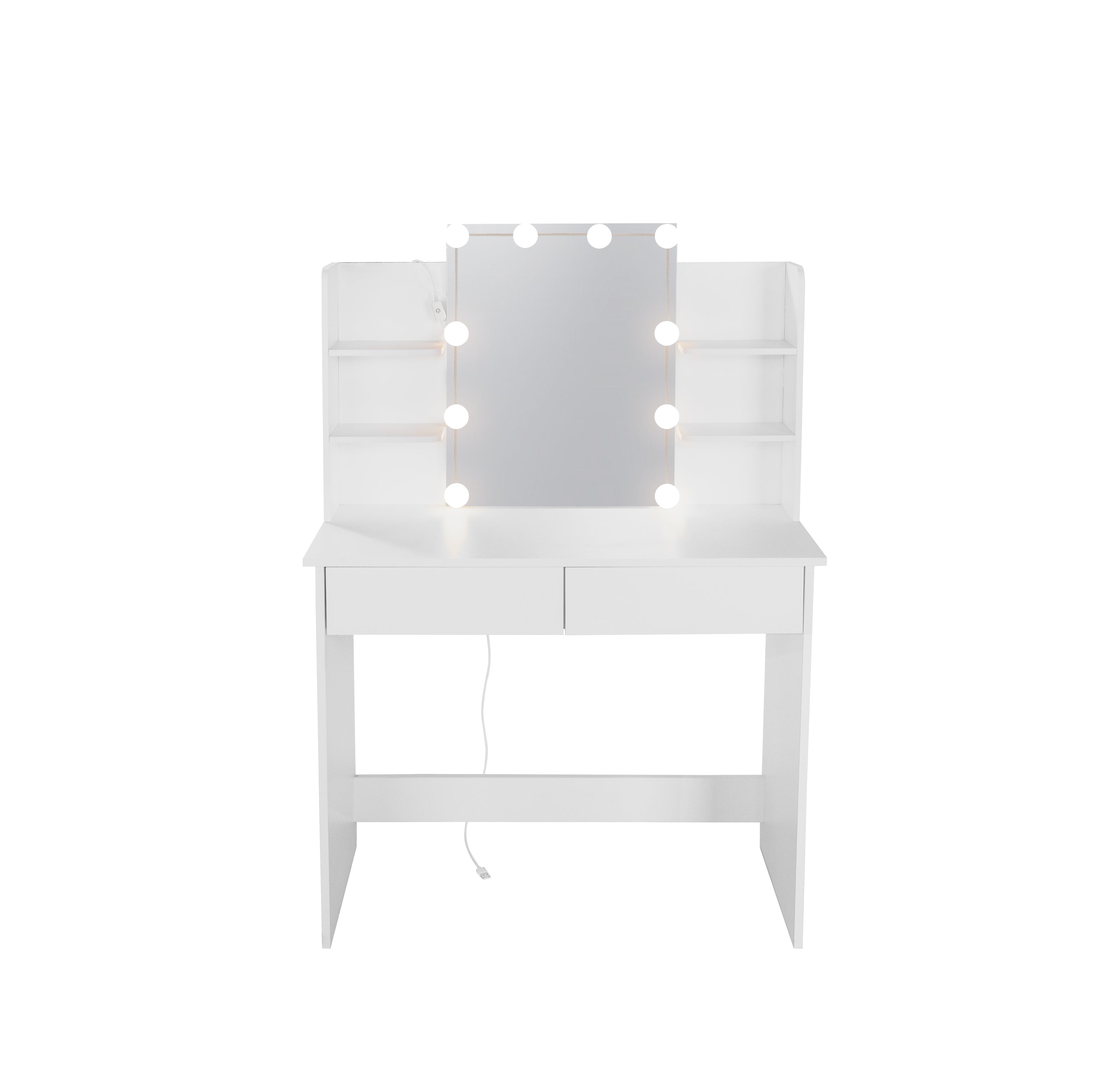 Toeletta Bianca con LED e 2 Cassetti