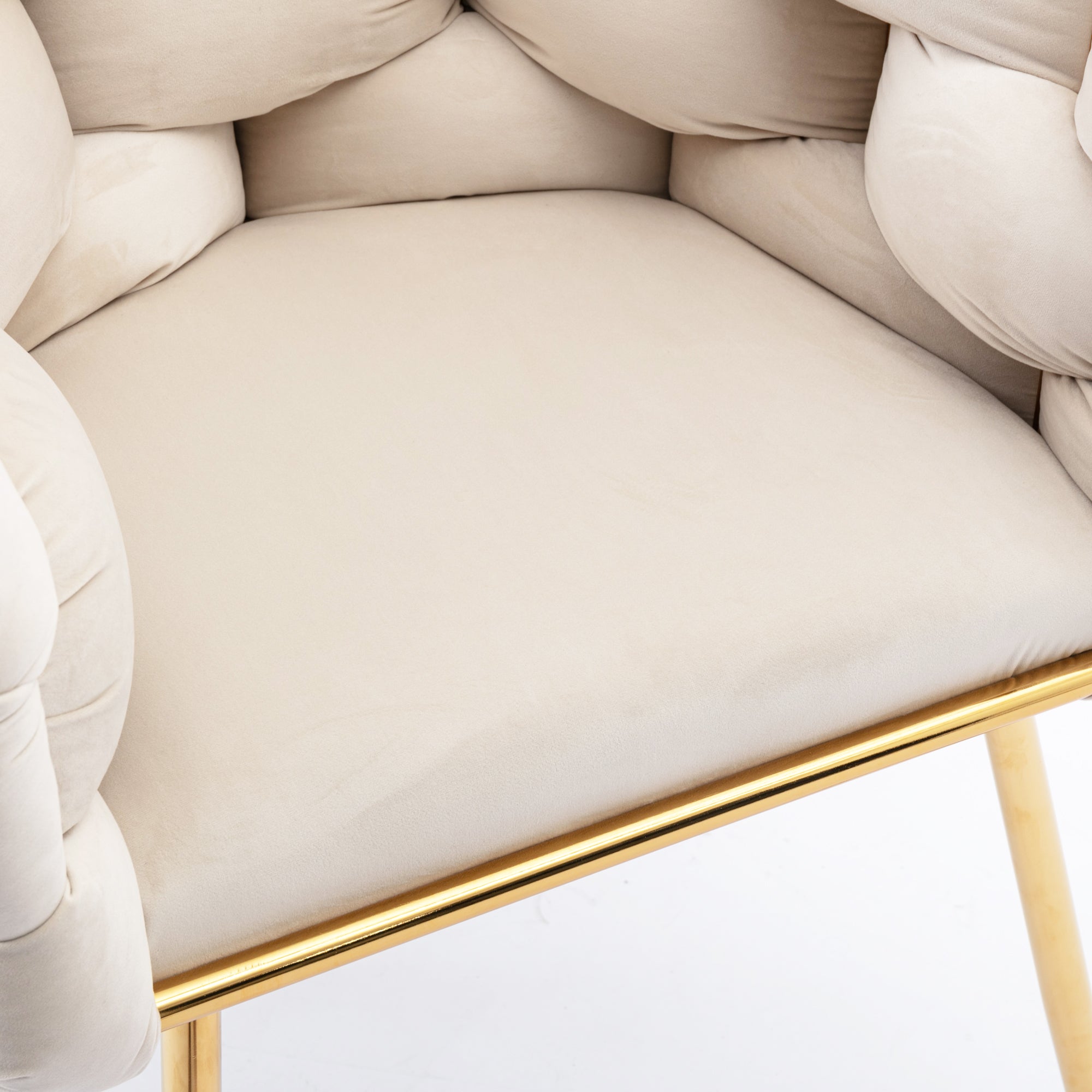 Poltrona Moderna in Velluto Beige Veluxe