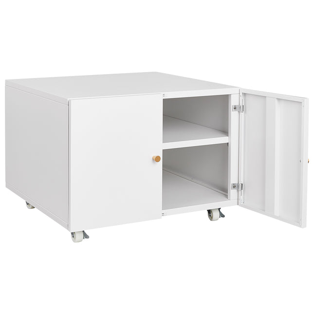 White Mobile Pedestal Copier Cabinet - Office Furniture File and Printer Stand