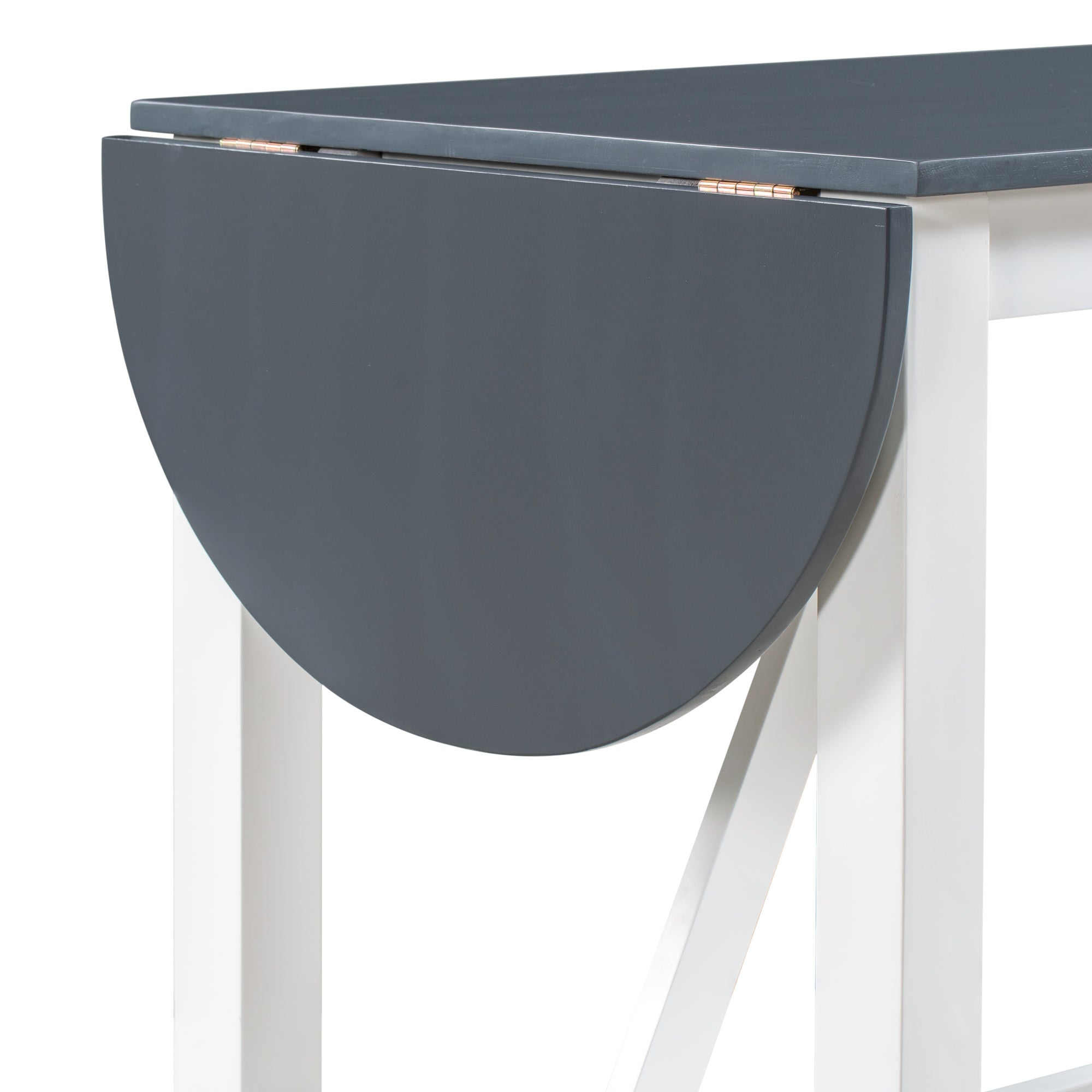 Set Tavolo Pranzo 3 Pezzi Ribaltabile Bianco Grigio