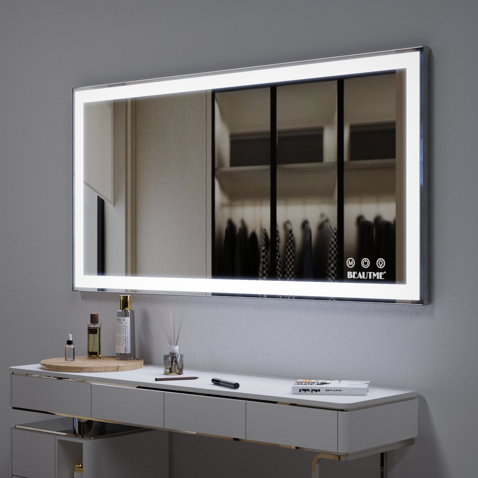 Specchio LED Bagno 122x61cm Antiappannamento
