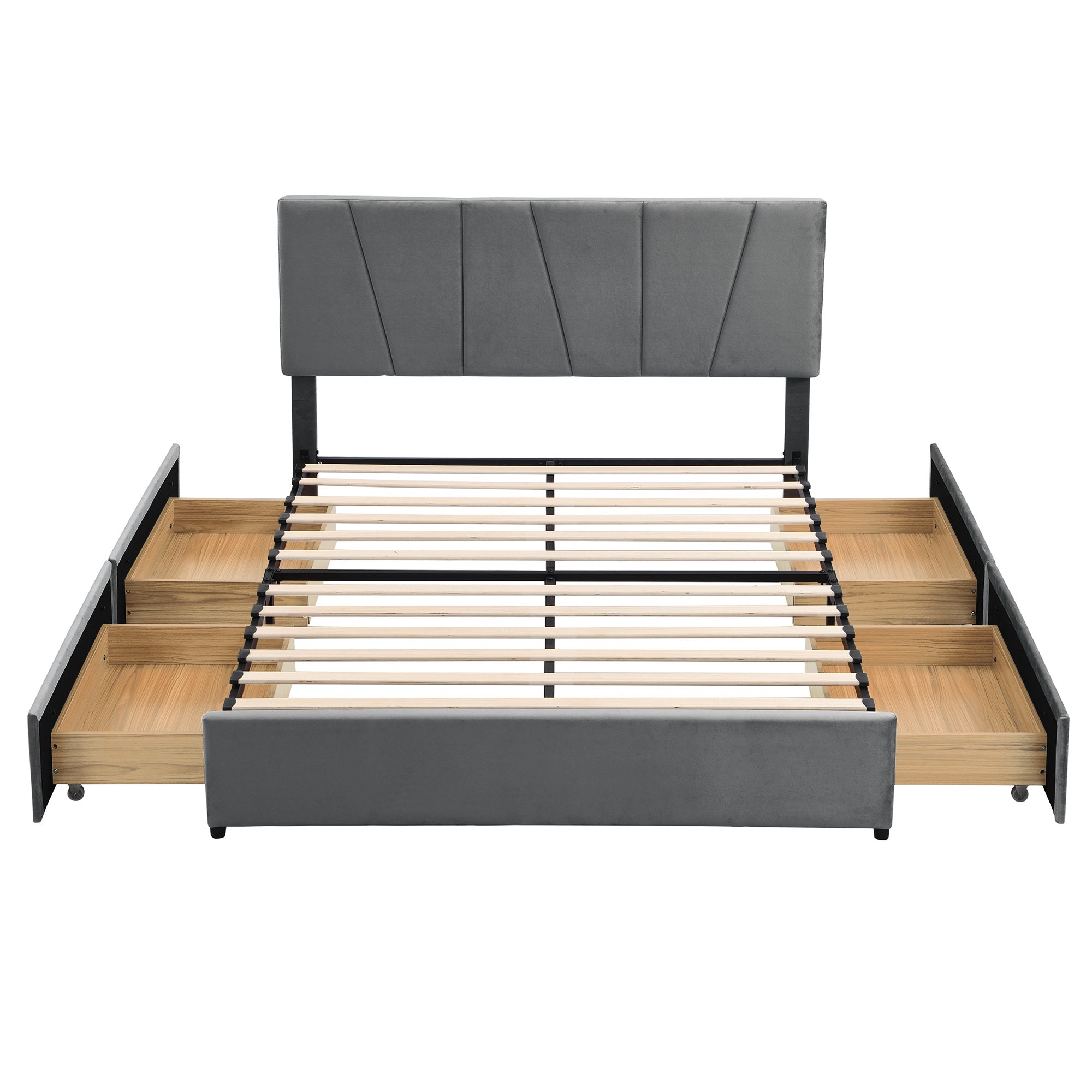 Letto Queen RegalGrey con Cassetti e Testiera Regolabile