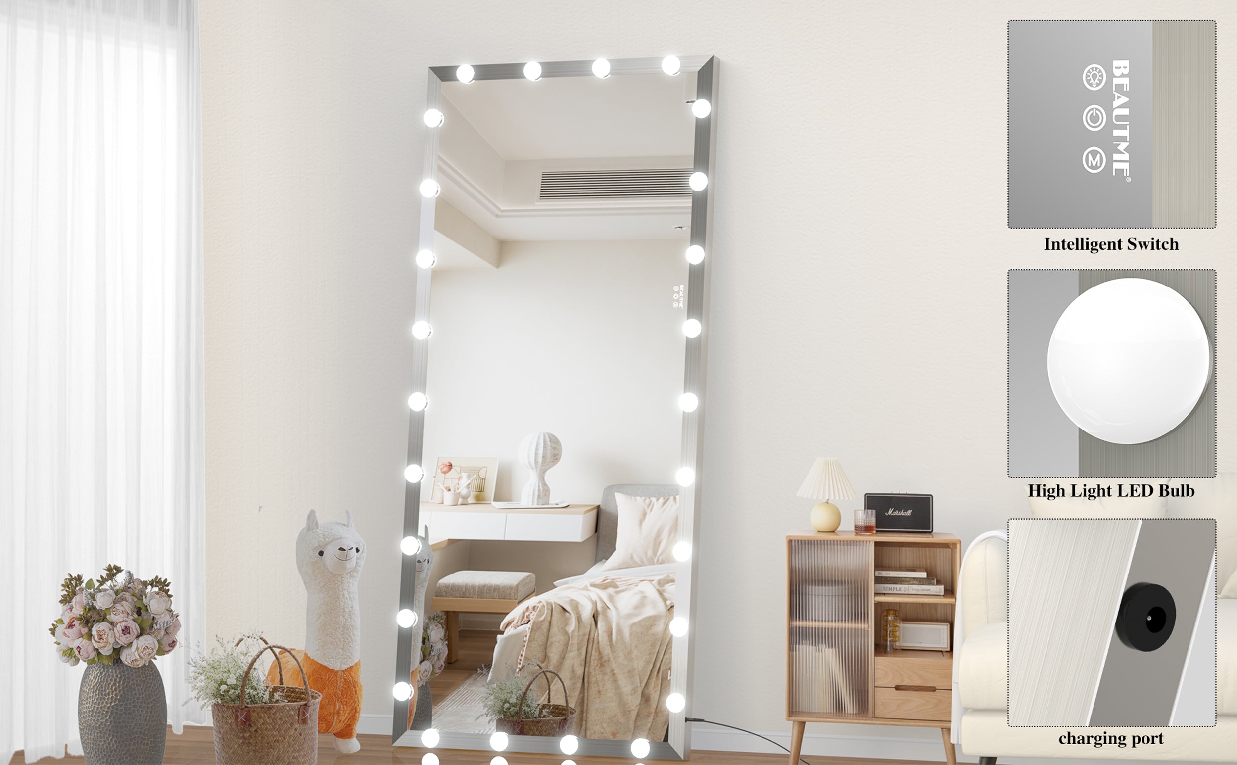 Specchio Hollywood 183x81cm con LED