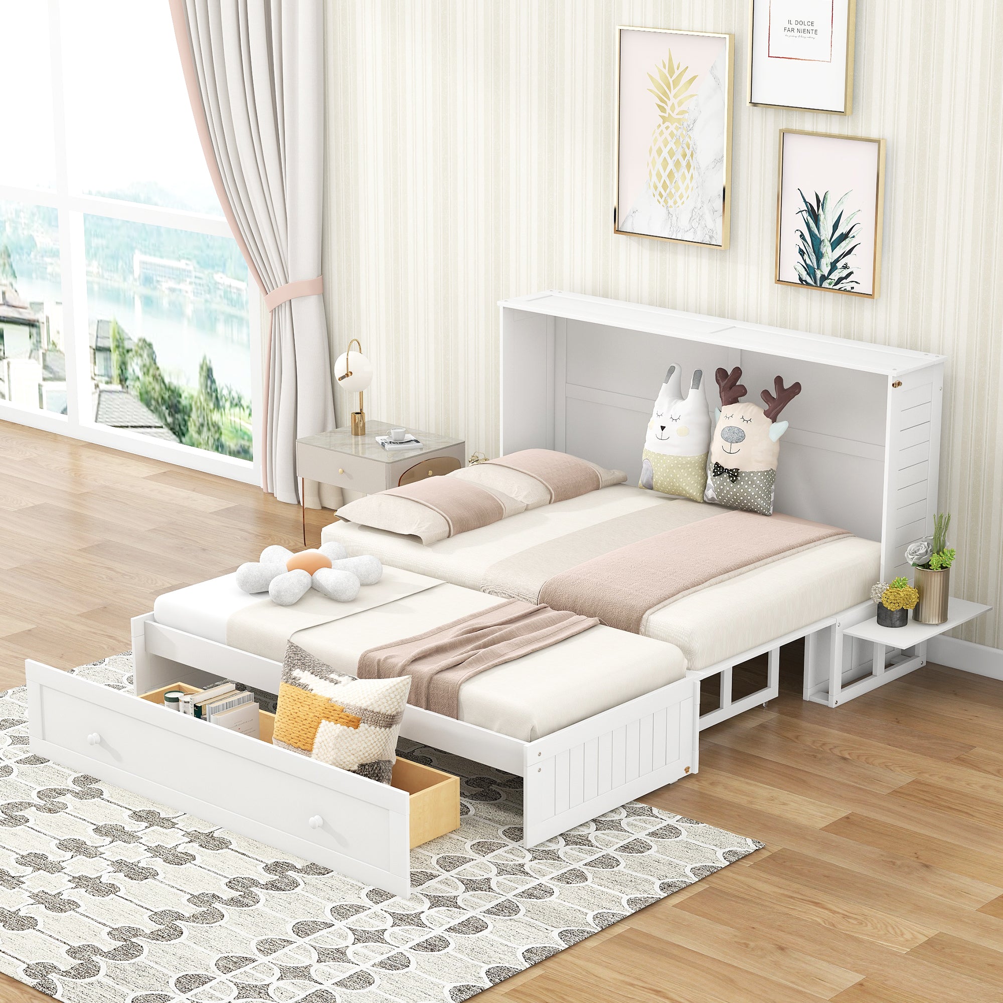 Letto Murphy Queen Bianco con Cassetto