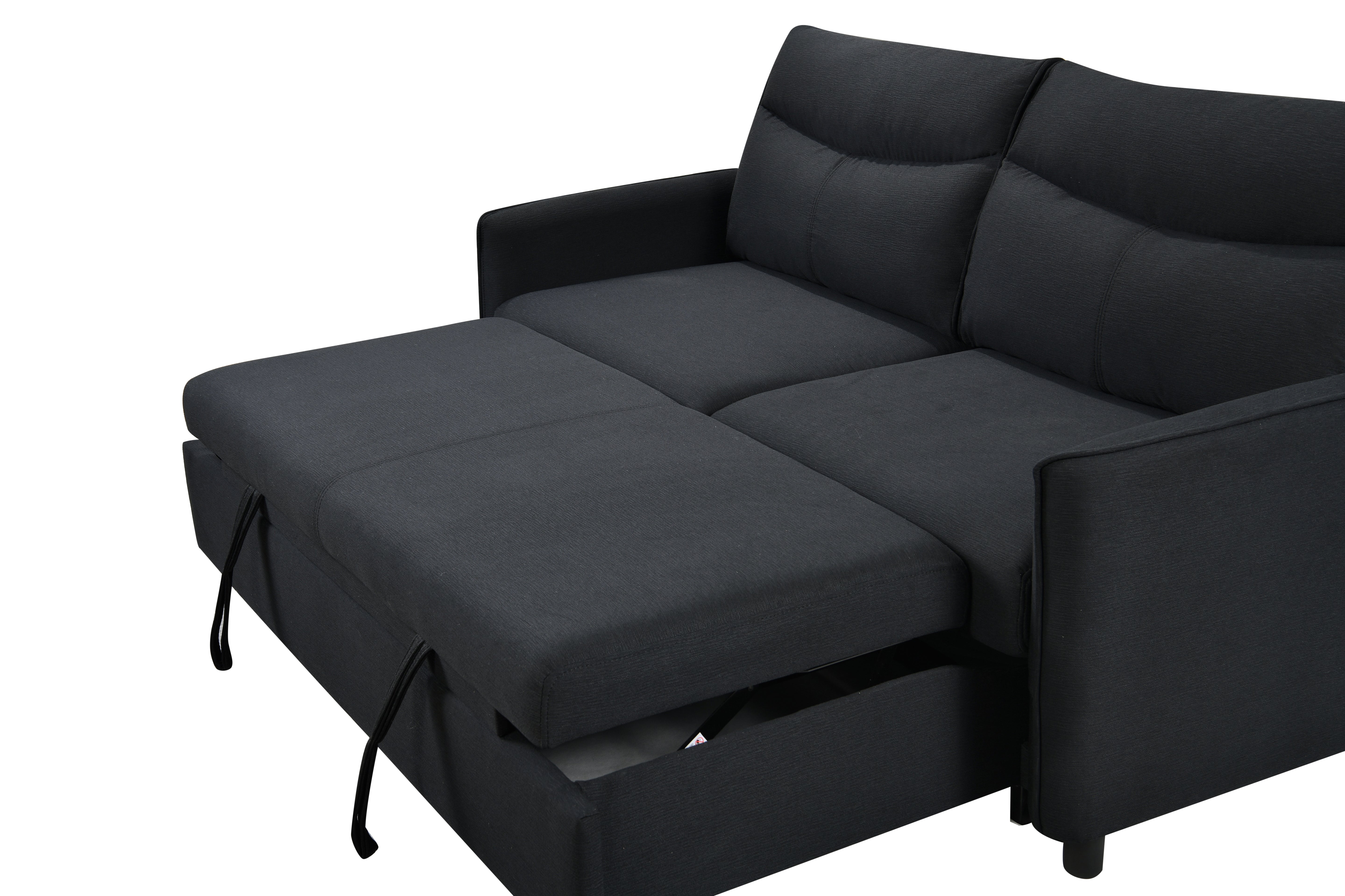 Divano Letto Convertibile 3 in 1 con Letto Estraibile Nero
