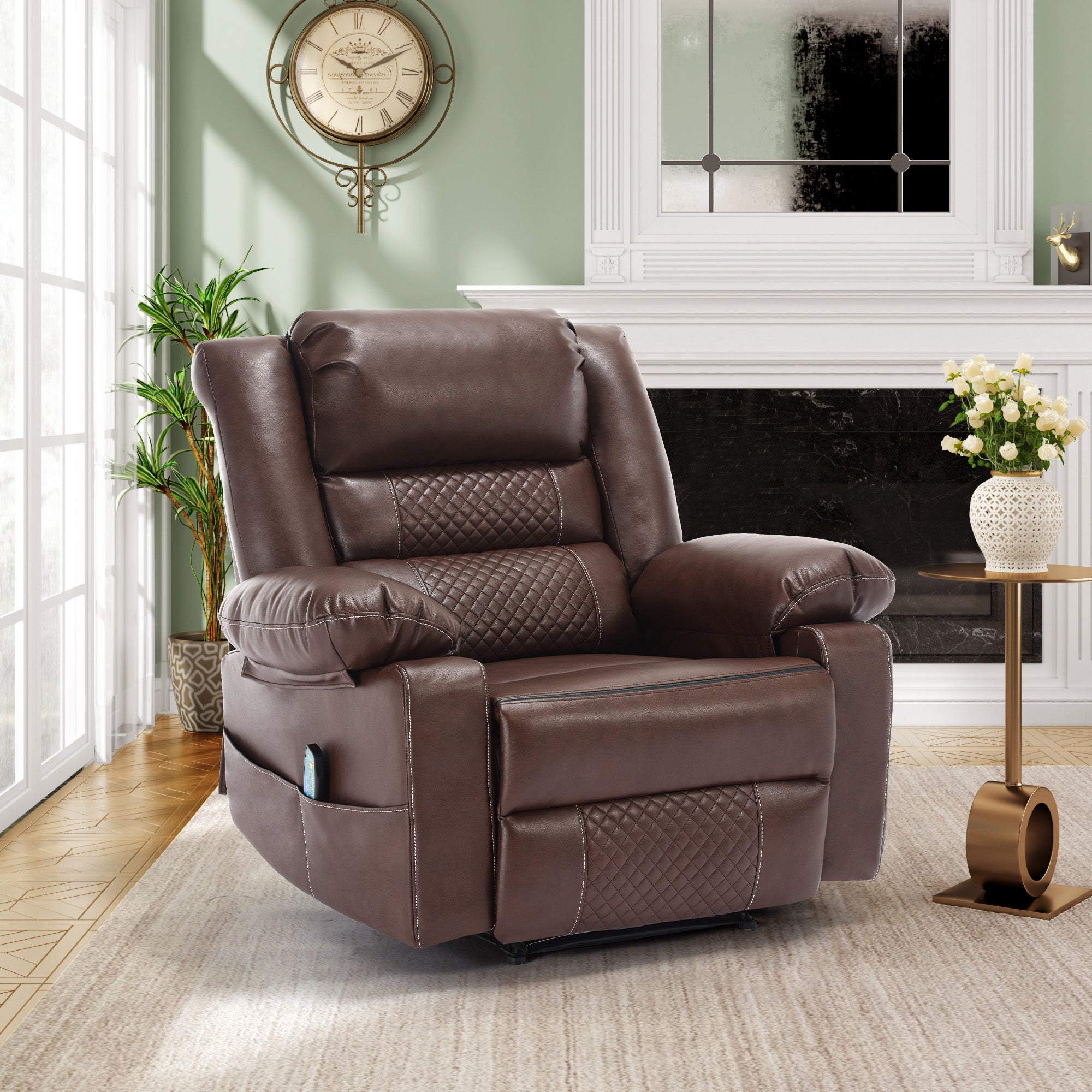 Poltrona Relax Massaggiante in Pelle con Reclinazione Manuale