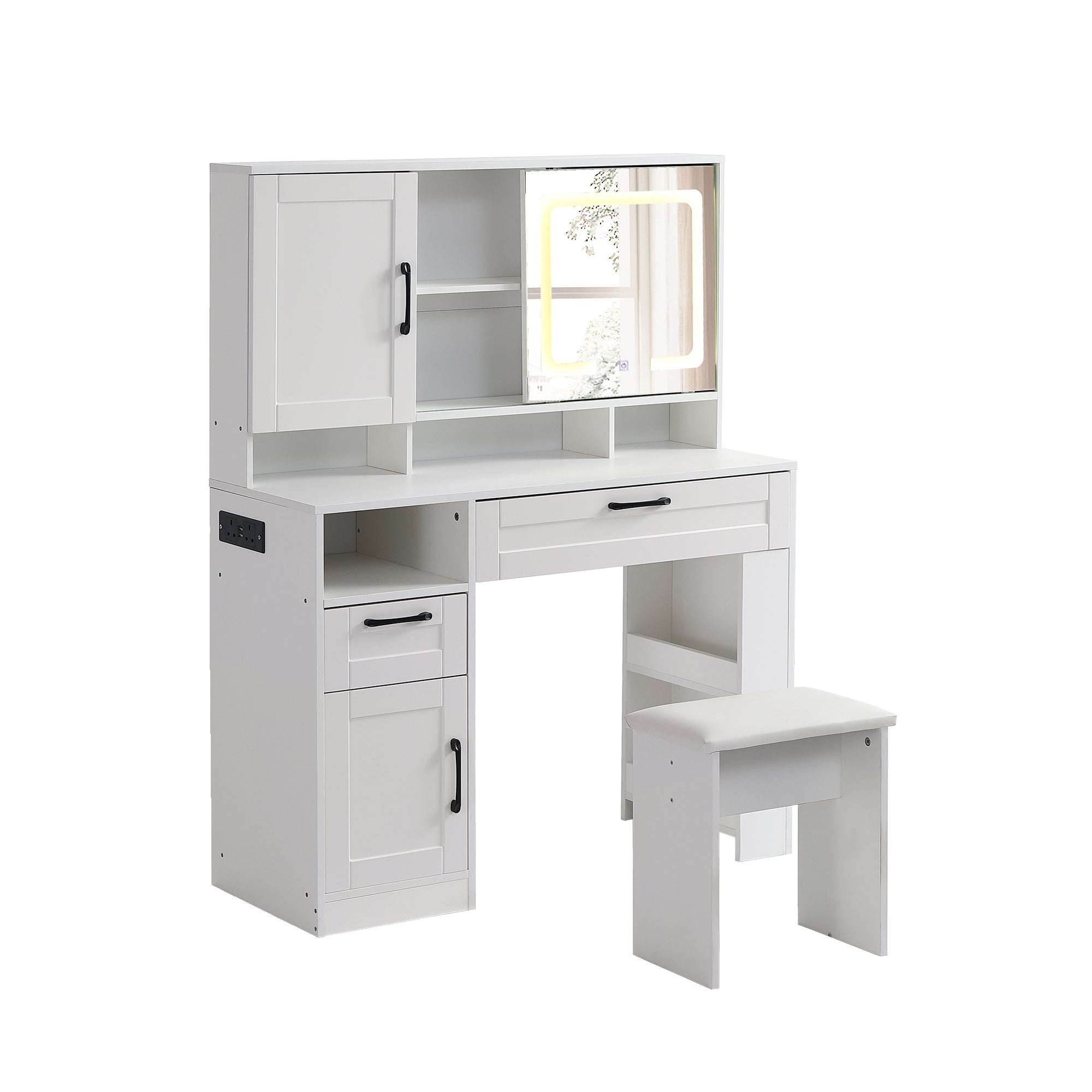 Toeletta Bianca con Specchio Scorrevole LED